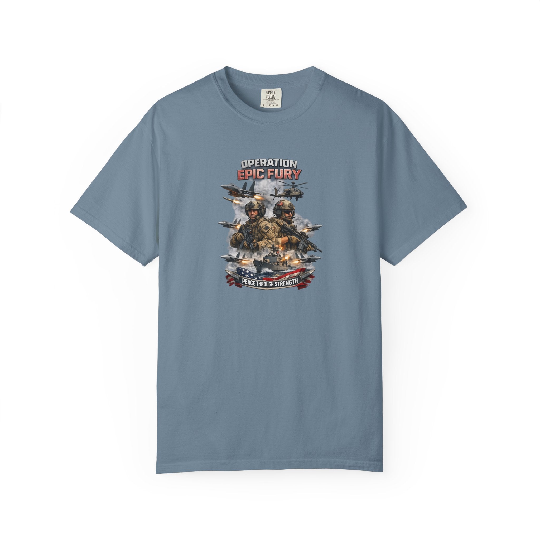 Operation Epic Fury Peace Through Strength Tee Patriotic Military Power Shirt 7 colors 100% cotton