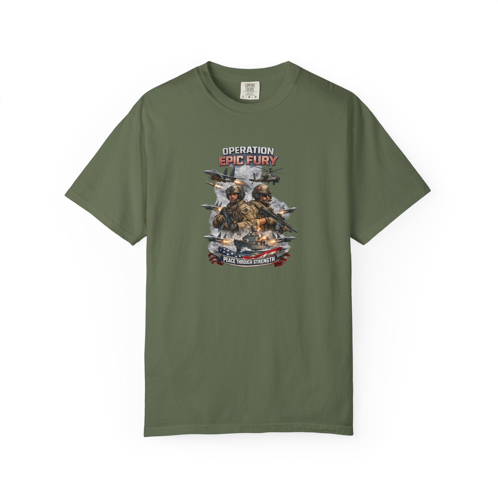Operation Epic Fury Peace Through Strength Tee Patriotic Military Power Shirt 7 colors 100% cotton