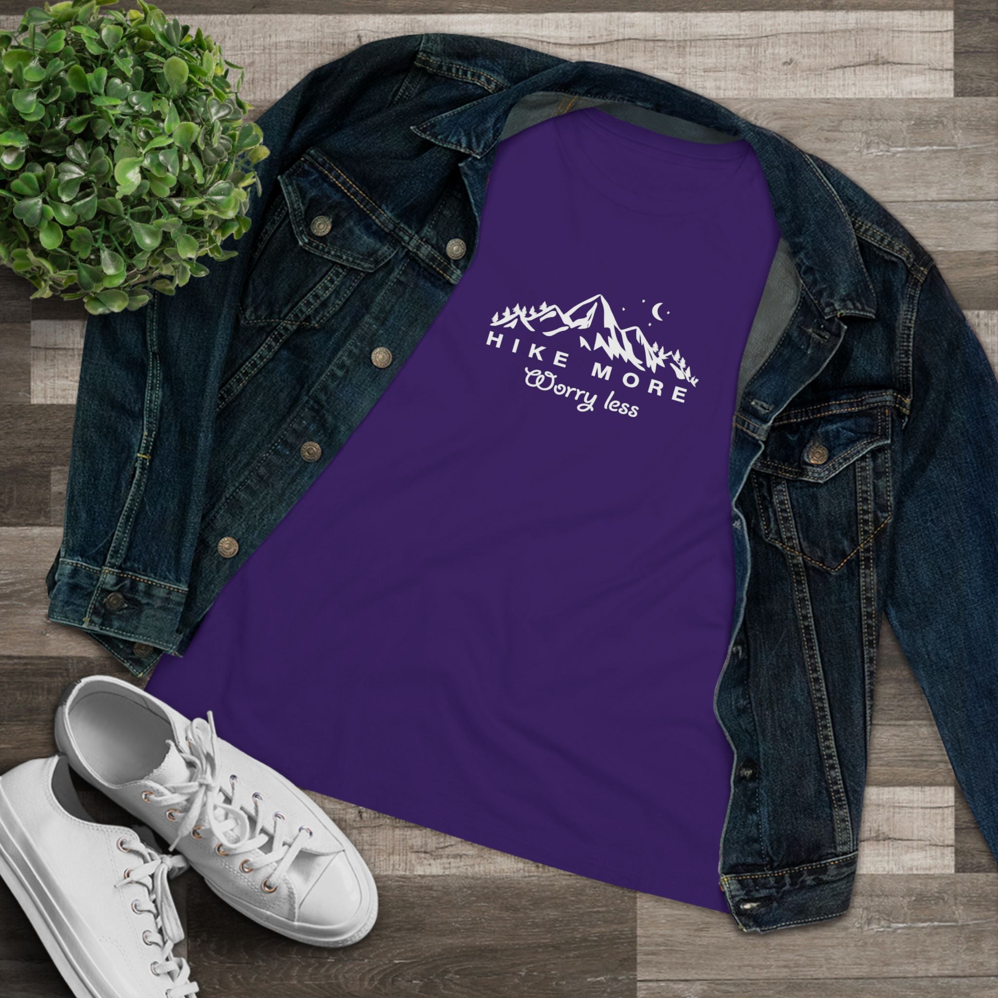 Hike More Worry Less Women's Hiking Shirt Outdoor Adventure Tee Mountain T-Shirt Cute Hiking Top 4 colors 100% cotton