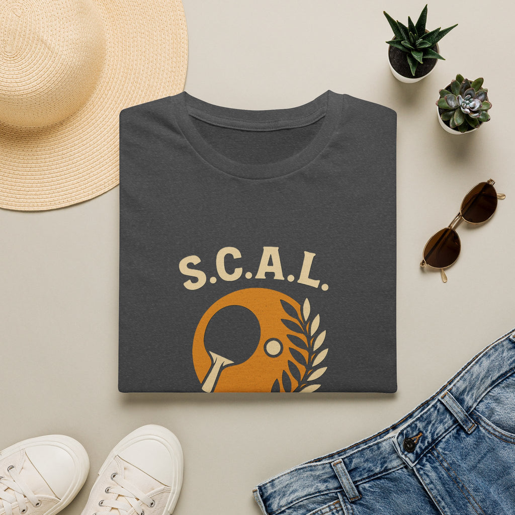 Sats and Stripes S.C.A.L. Table Tennis Club T-Shirt Custom made for Sun City Aliante Charcoal Folded