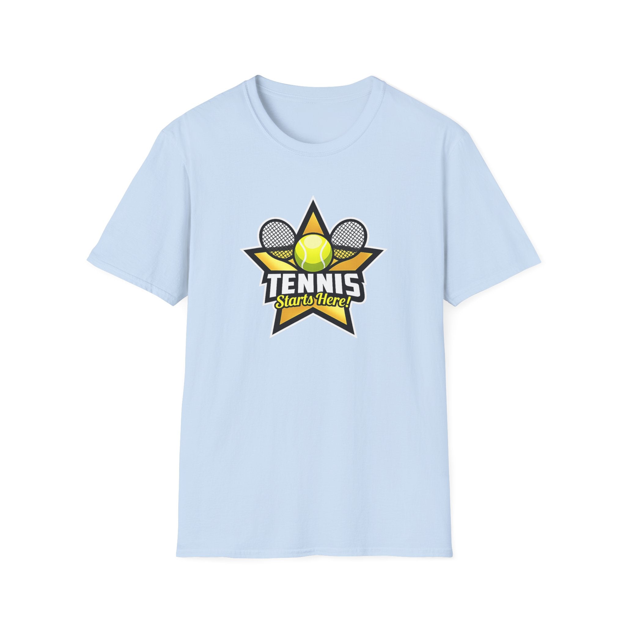 Tennis Starts Here T-Shirt Tennisspieler Shirt Tennis Liebhaber Geschenk Court Life Tennis Bekleidung 6 Farben 100% Baumwolle