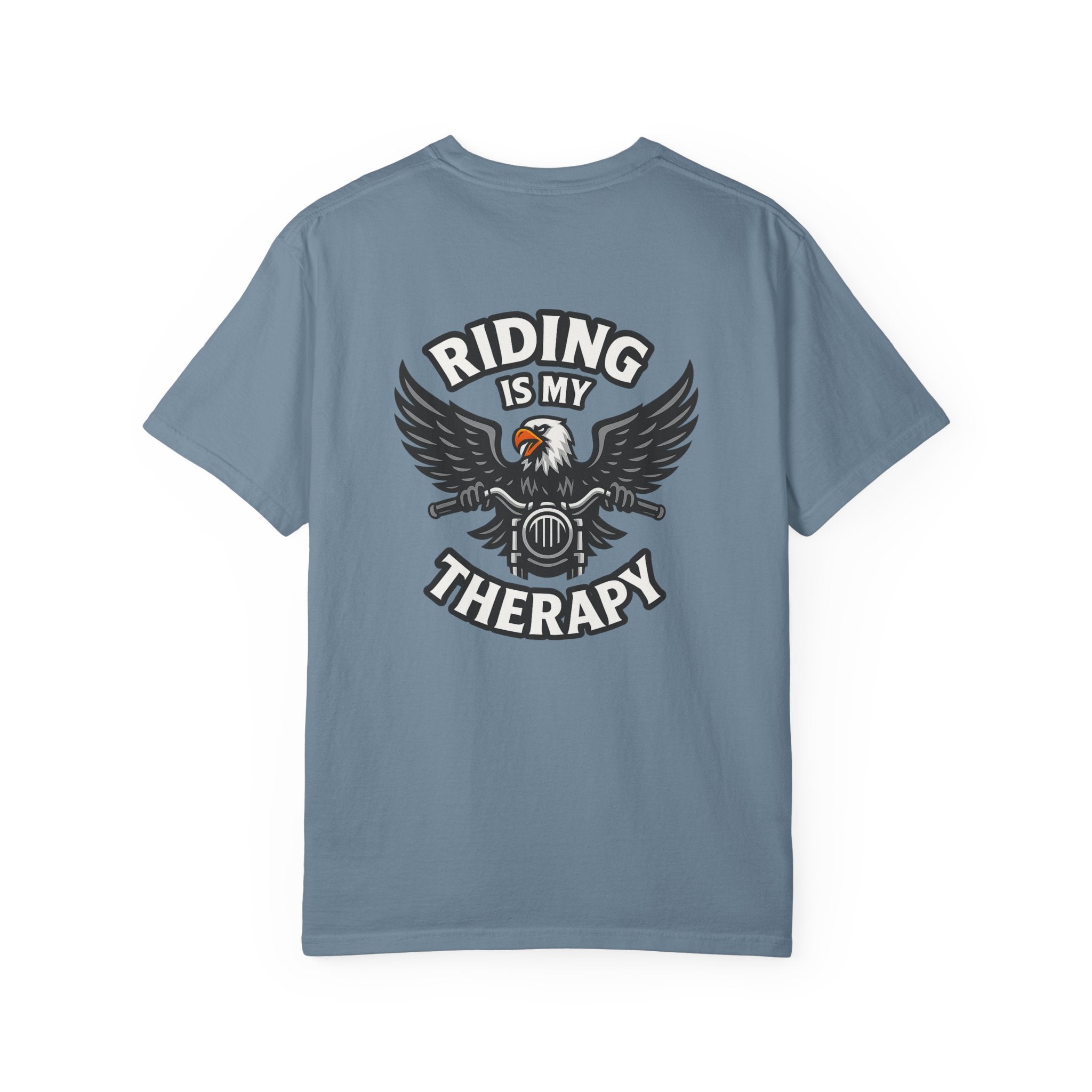Riding is my Therapy Eagle Motorcycle T-Shirt Harley Biker Graphic Tee 8 colors 100% cotton