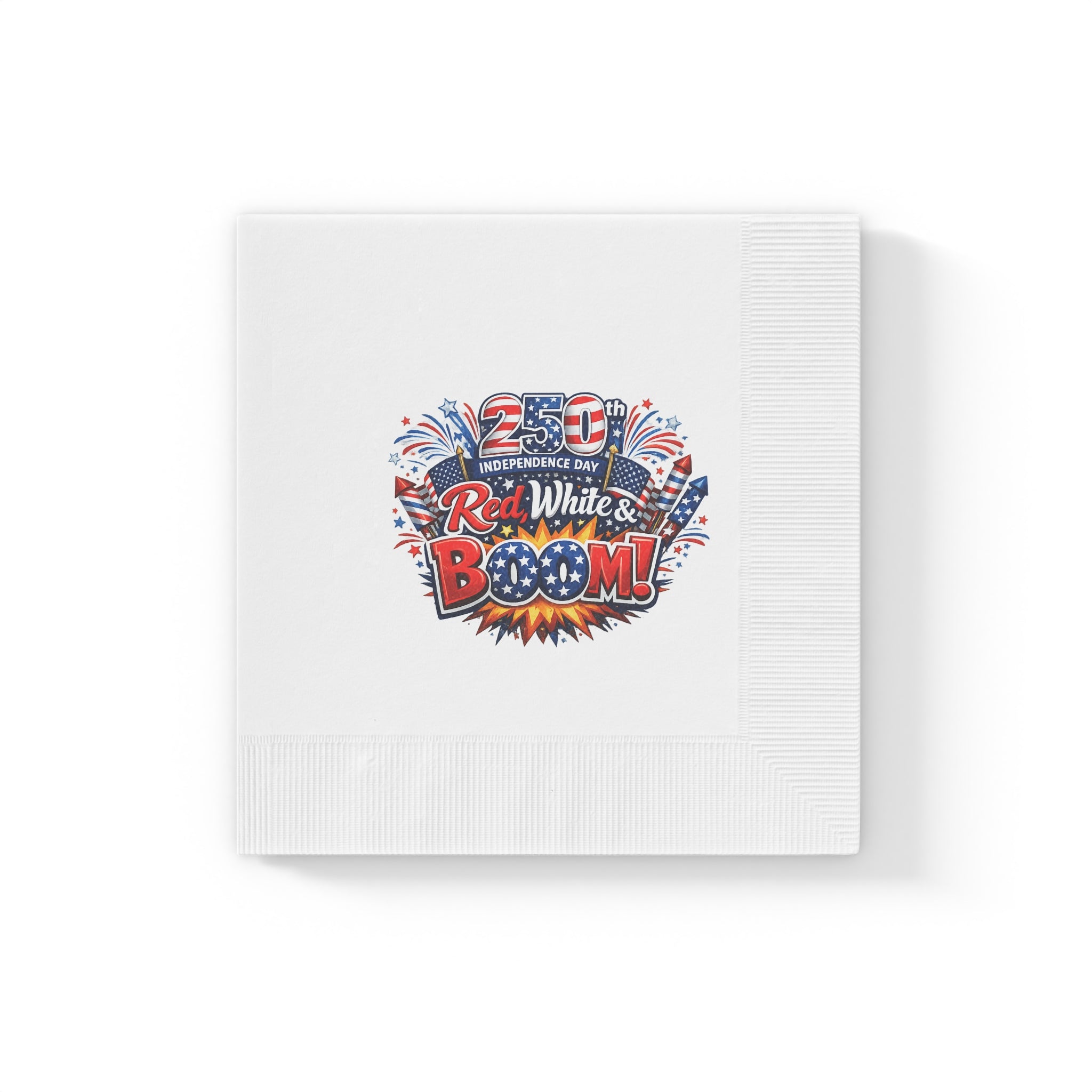 Red White & Boom Napkins USA 250th Anniversary Napkins 4th of July Patriotic Decor America 250 Celebration (50 or 100 Count) 2 sizes