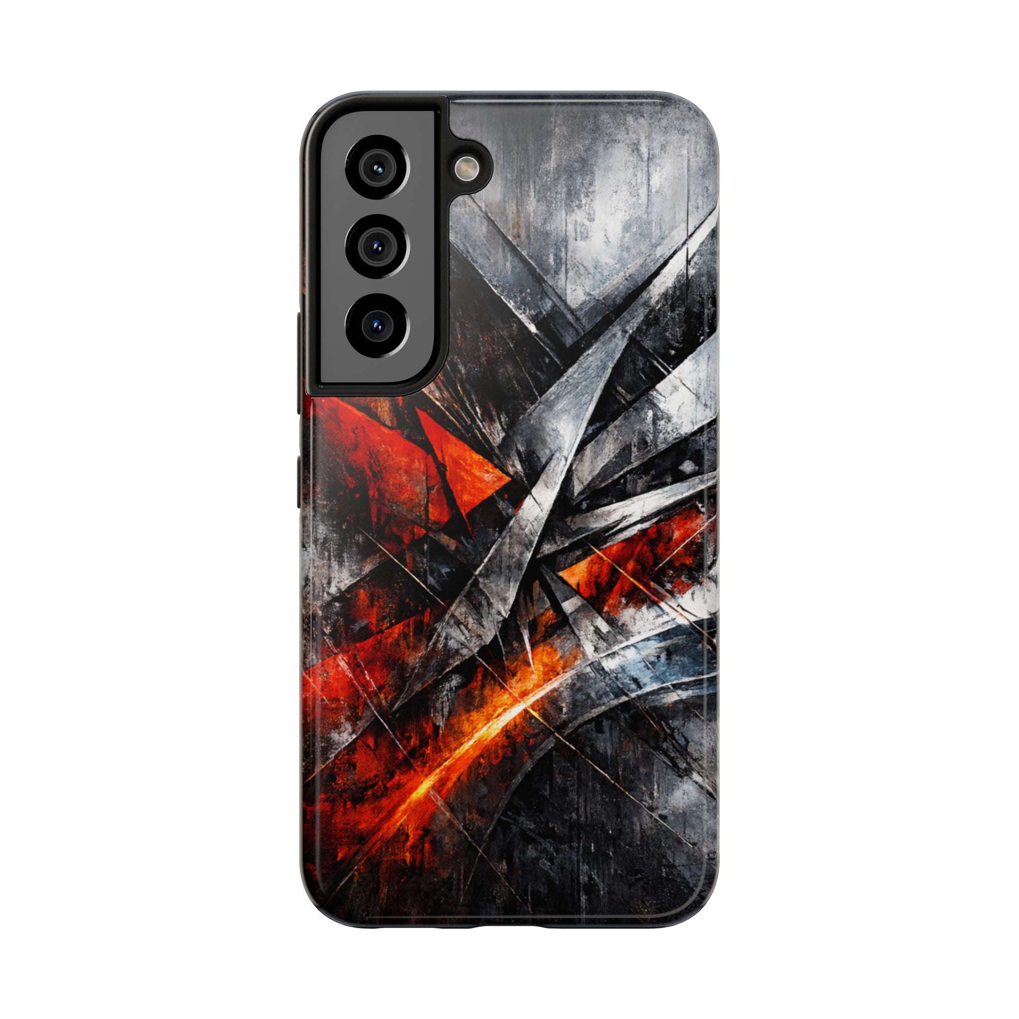 Abstrakte Rot-Schwarze Handyhülle Geometrisches Armor-Design Stoßfeste Hülle iPhone & Samsung