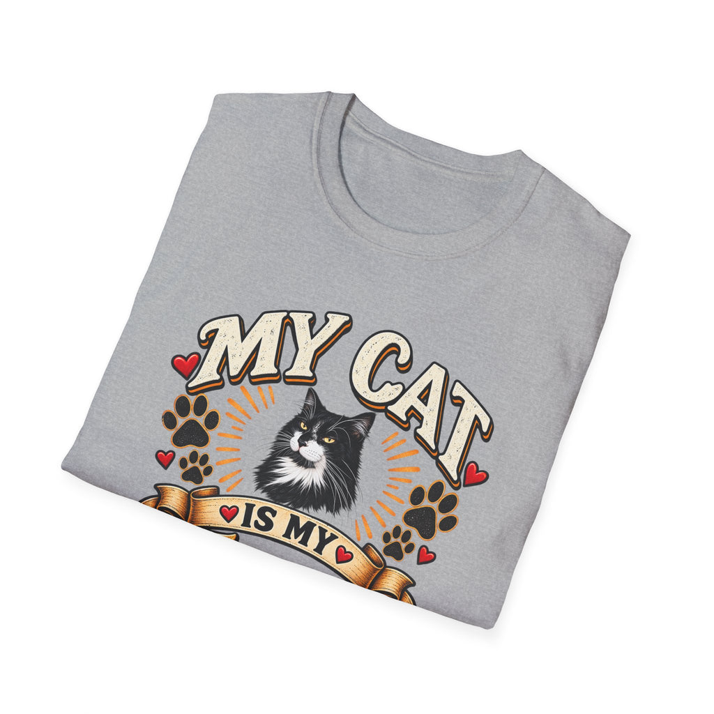 SatsandStripes.com My Cat Is My Favorite Person Personalized Softstyle® T-Shirt – Custom Pet Photo Cat Lover Shirt Grey Folded