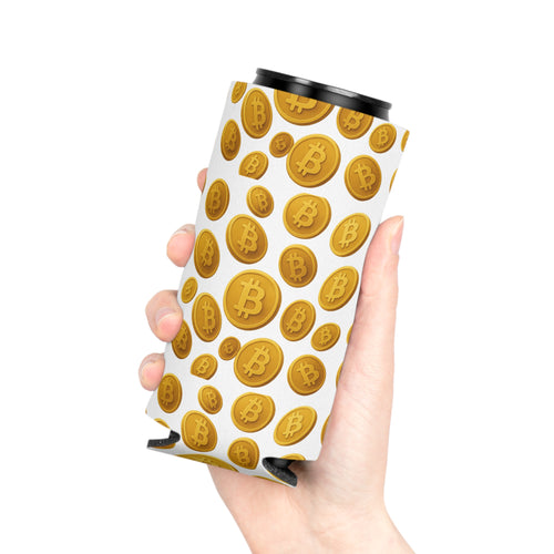 Bitcoin Gold Coin Koozie Cooler - Crypto Drink Sleeve for Regular & Slim Cans
