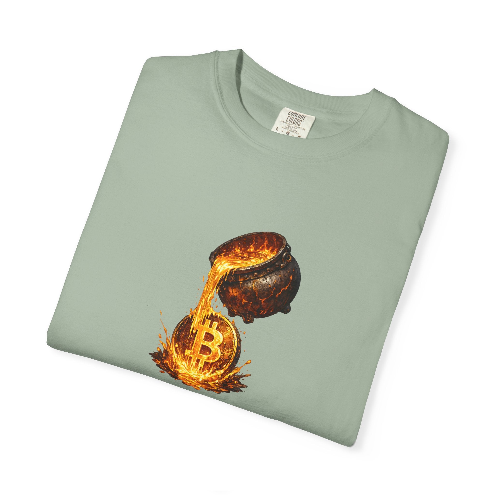Molten Bitcoin Pour Tshirt Crypto Lava Gold Graphic Tee Bitcoin Investor Shirt 7 colors 100% cotton