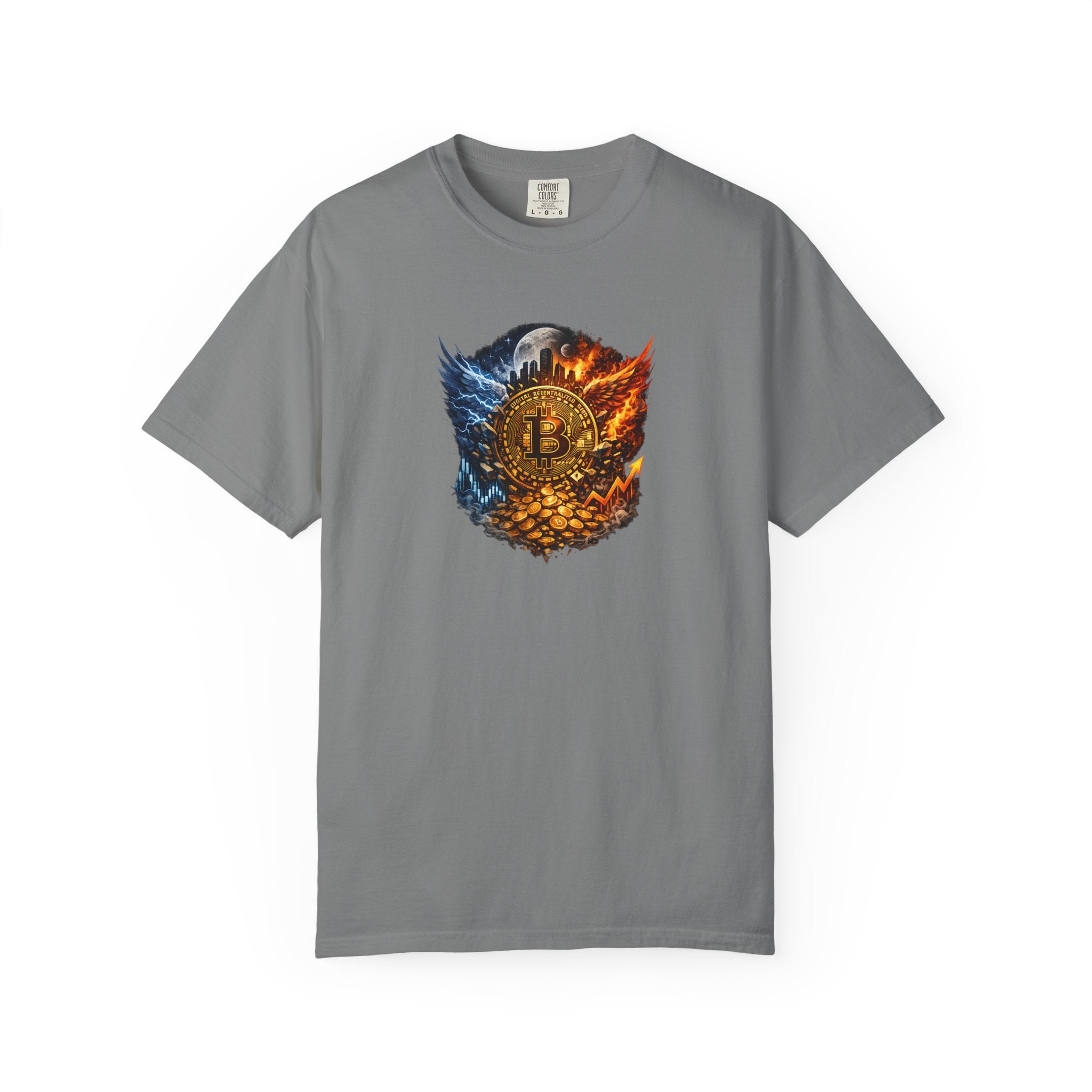 Bitcoin Fire & Ice Crest TShirt Crypto Nerd Shirt Bitcoin Streetwear Tee Gift for Crypto Investor 8 colors 100% cotton