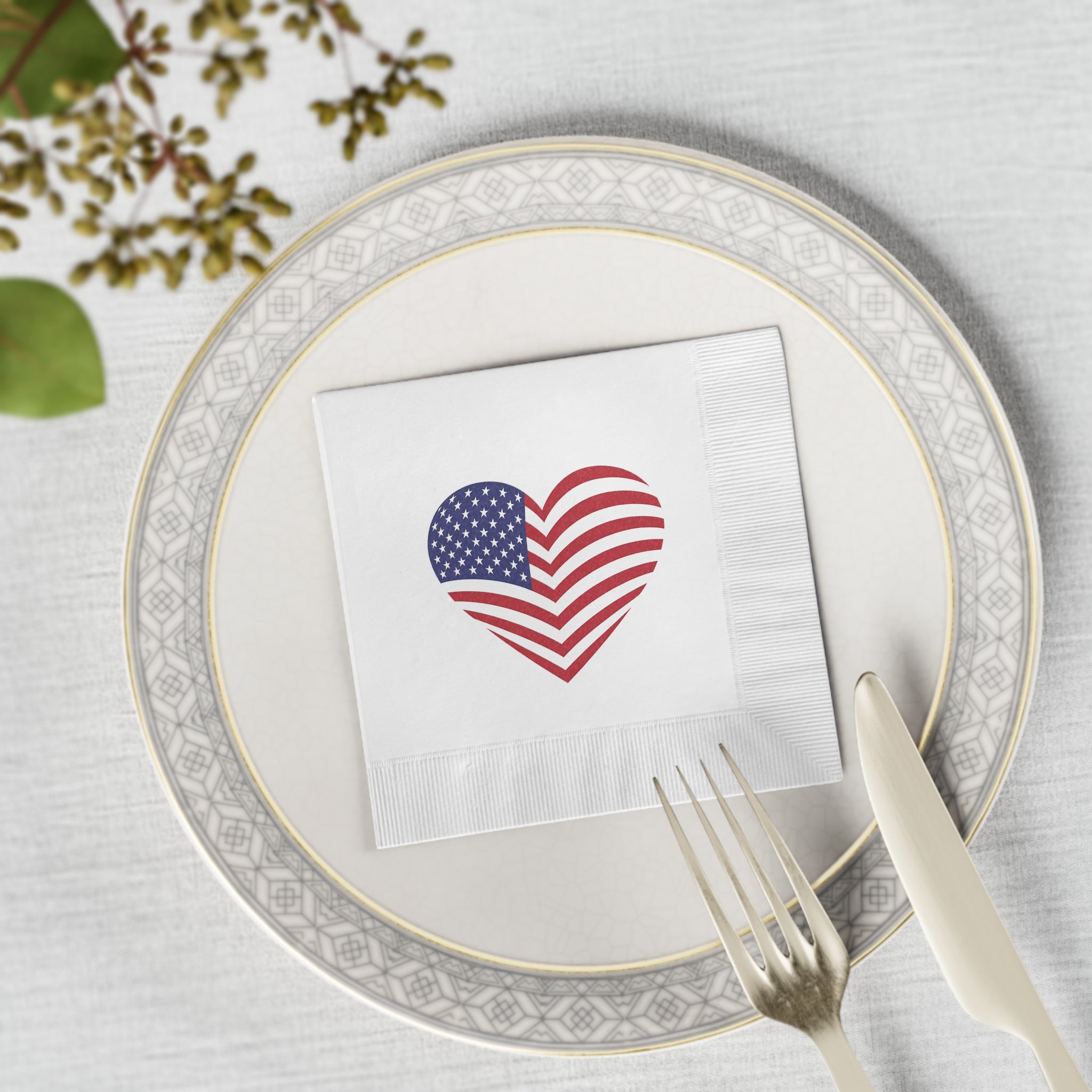 American Flag Heart Napkins Patriotic Party Napkins for 4th of July Memorial Day USA Celebrations (50 or 100 Count) 2 sizes