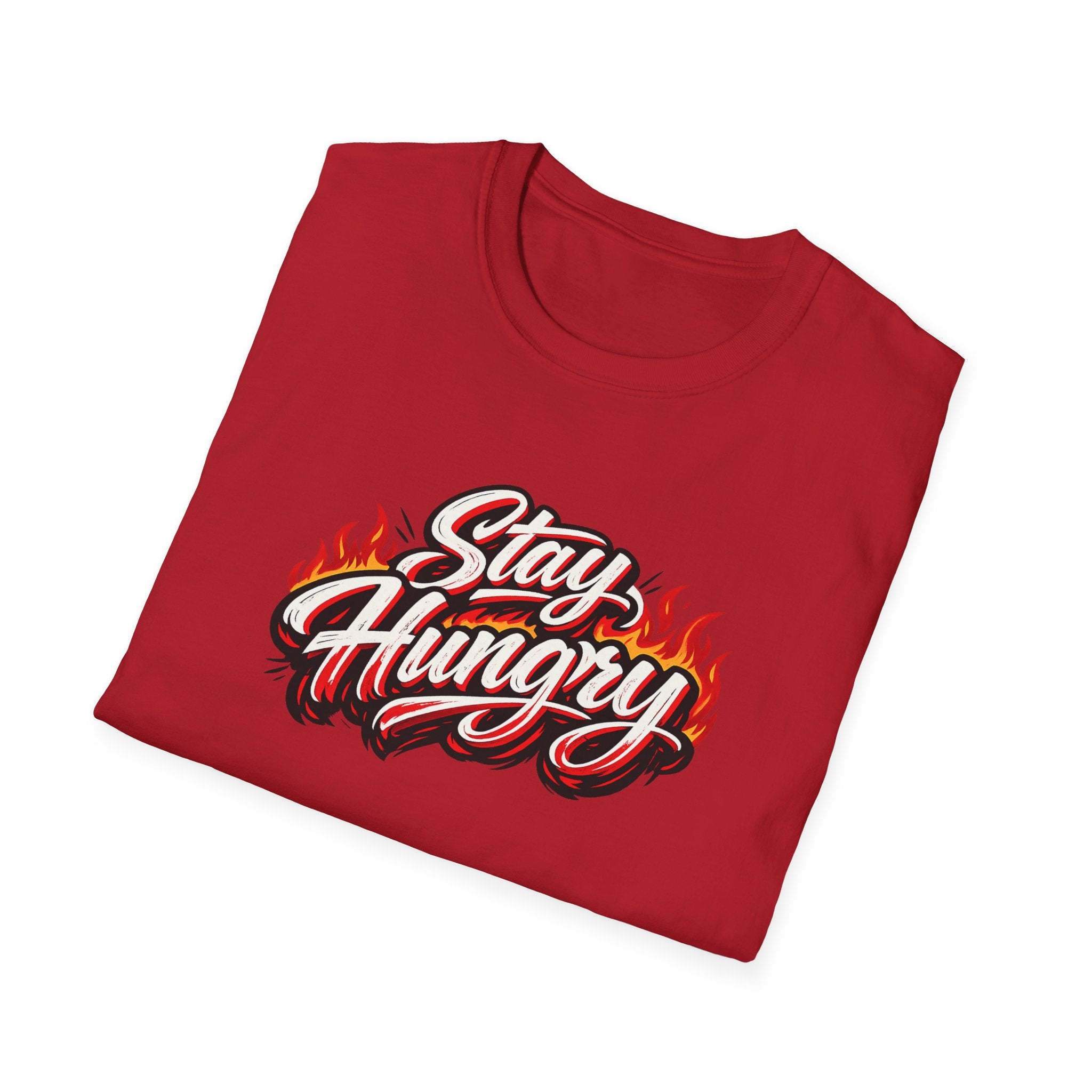 Stay Hungry Motivations-T-Shirt Kühne Flammen-Typografie Hustle Grind Grafik-T-Shirt 8 Farben 100% Baumwolle