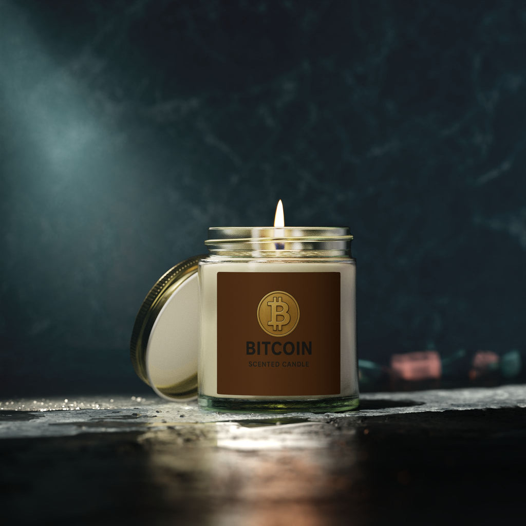 Bitcoin Logo Coconut-Apricot Wax Candle 4 oz & 9 oz sizes 8 fragrances available