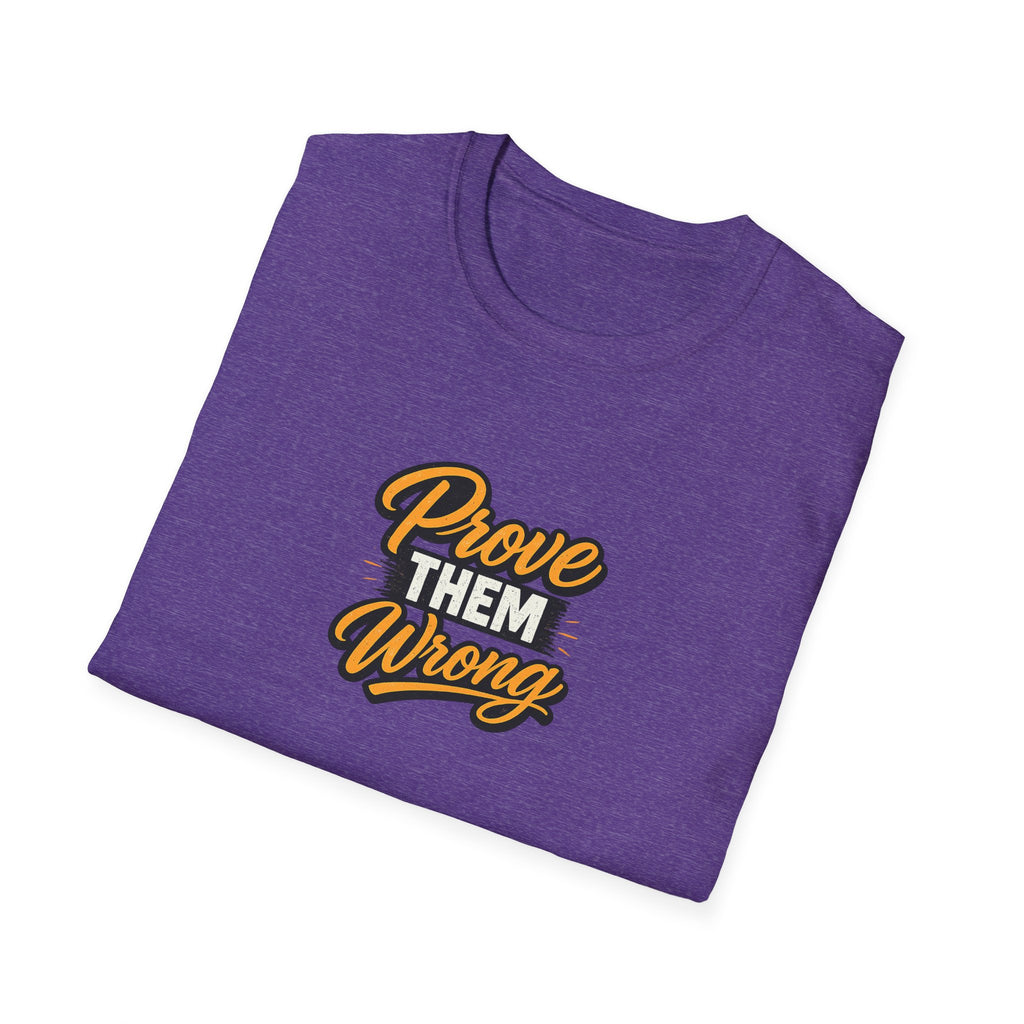 SatsandStripes.com Prove Them Wrong Motivational T-Shirt Inspirational Quote Tee Success Mindset Shirt | Gift for Entrepreneurs Purple Folded