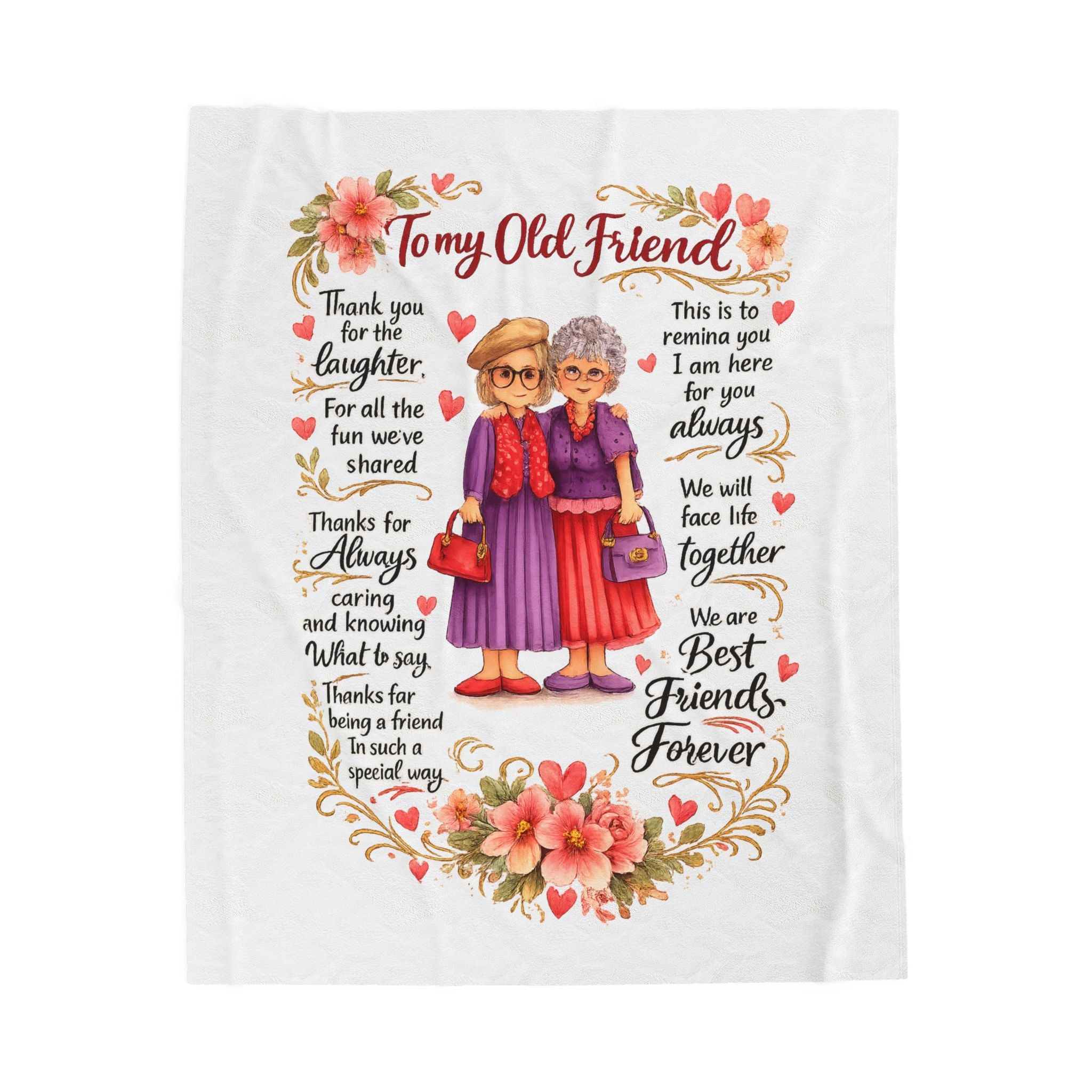 Beste Freunde für immer Samtdecke Freundschafts-Kuscheldecke Geschenk für die beste Freundin Herzliches Freundschaftsgeschenk 3 Größen