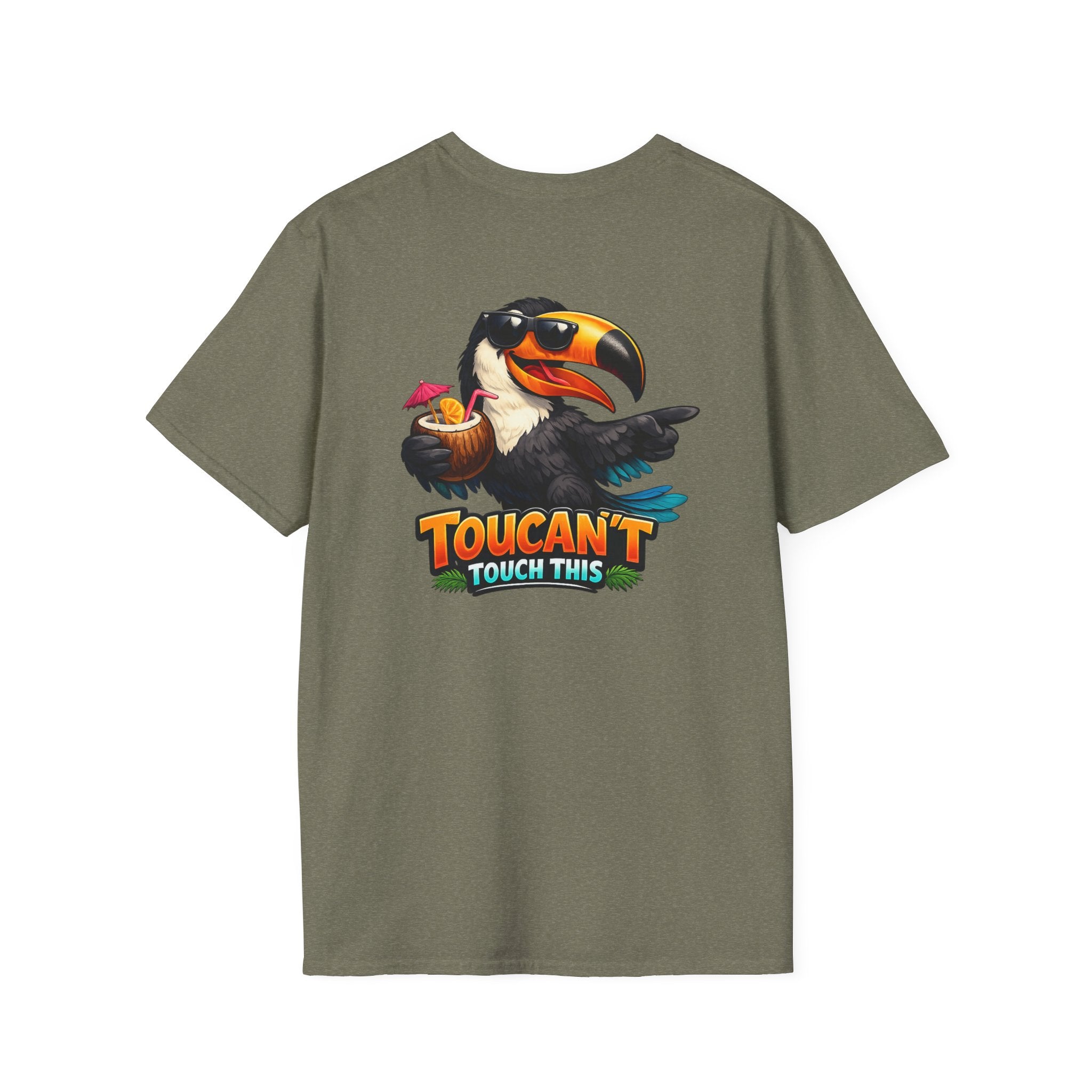 Toucan't Touch This Funny Toucan T-Shirt Tropical Beach Pun Graphic Tee Back Print 4 colors -  100% cotton