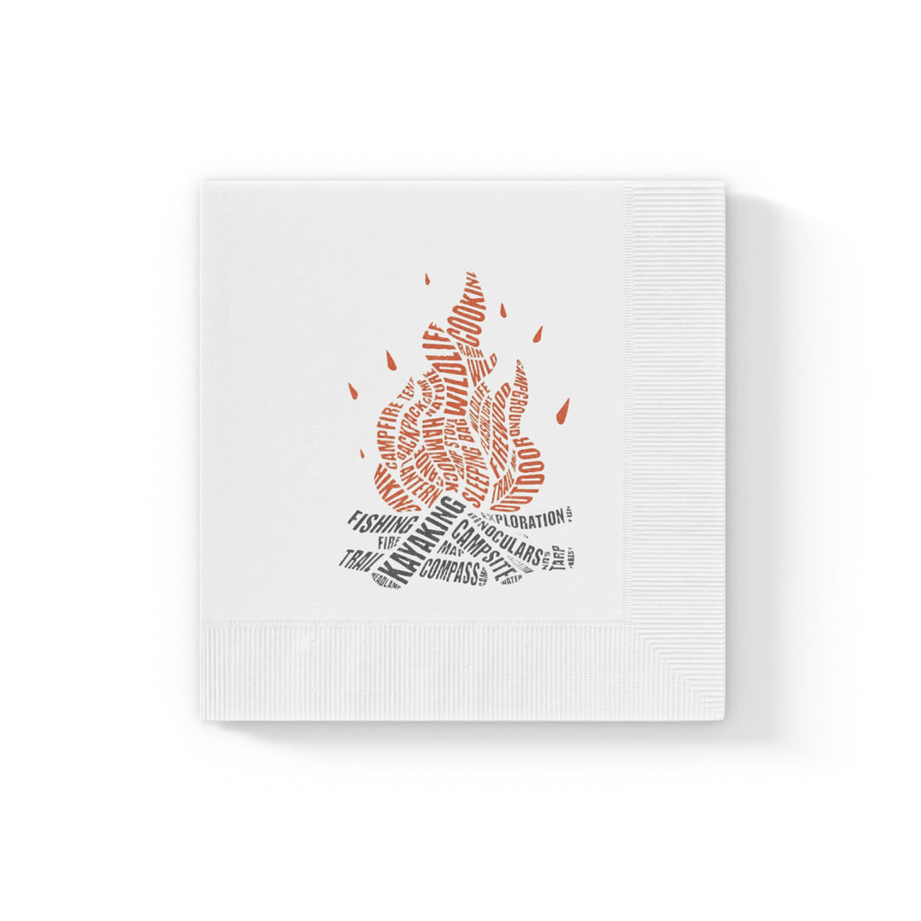 Camping Fire Word Art Napkins Outdoor Adventure Napkins Campfire Party Decor Hiking & Camping Tableware (50 or 100 Count) 2 sizes