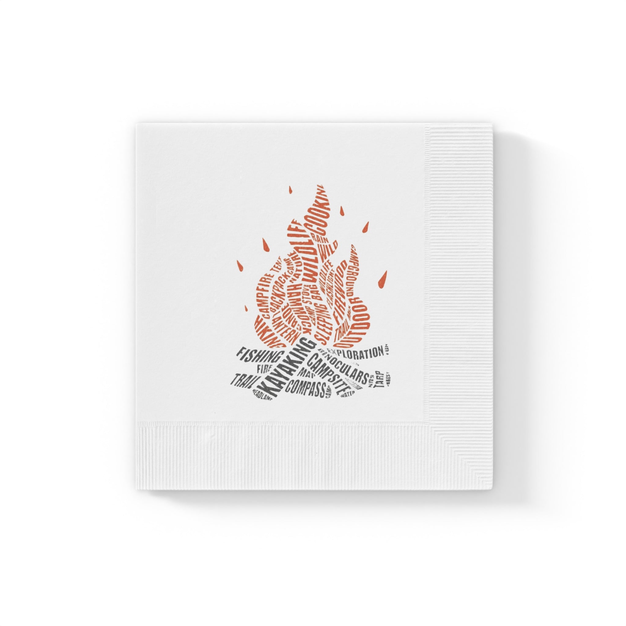 Camping Fire Word Art Napkins Outdoor Adventure Napkins Campfire Party Decor Hiking & Camping Tableware (50 or 100 Count) 2 sizes