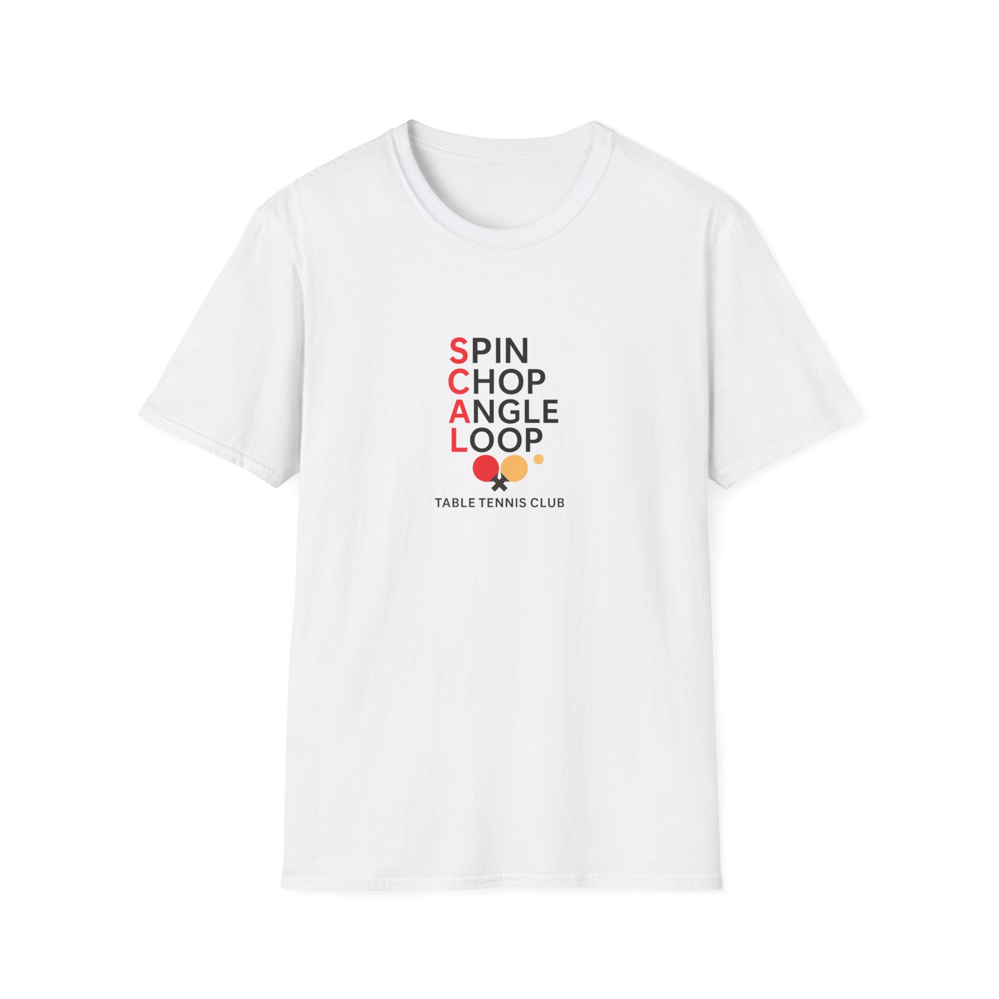 Table Tennis Club Shirt Spin, Chop, Angle, Loop Ping Pong Tee for Players & Fans 4 colors 100% cotton