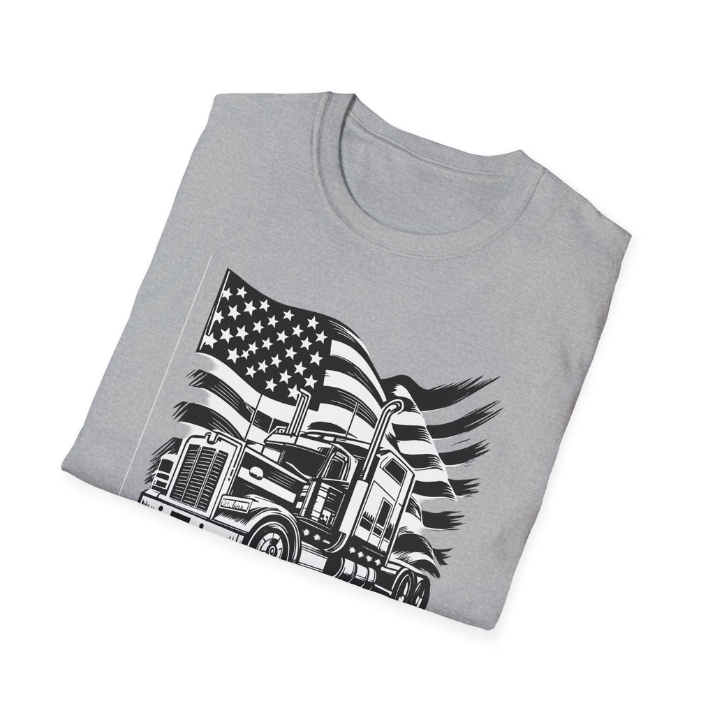 American Trucker Pride T-Shirt Patriotic Semi Truck Graphic Tee for Truck Drivers USA Flag Big Rig Shirt 5 colors 100% cotton