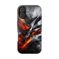 Abstrakte Rot-Schwarze Handyhülle Geometrisches Armor-Design Stoßfeste Hülle iPhone & Samsung