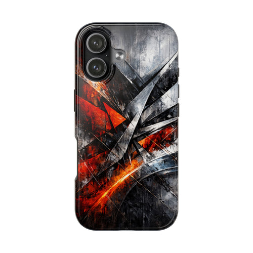 Abstract Red Black Tough Phone Case Geometric Armor Style Case Impact Resistant Case iPhone & Samsung