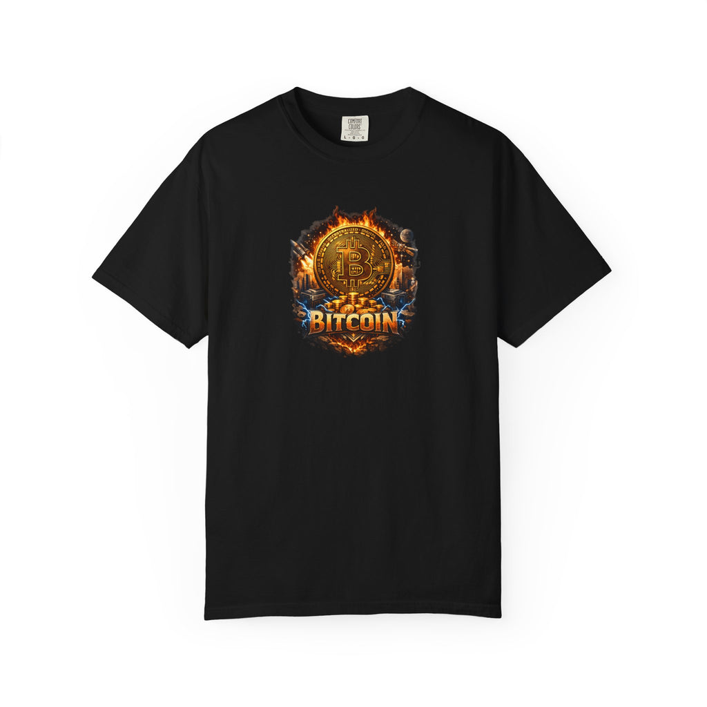 Bitcoin Flame Logo T-shirt Crypto Graphic Tee Digital Currency Design 12 colors 100% cotton