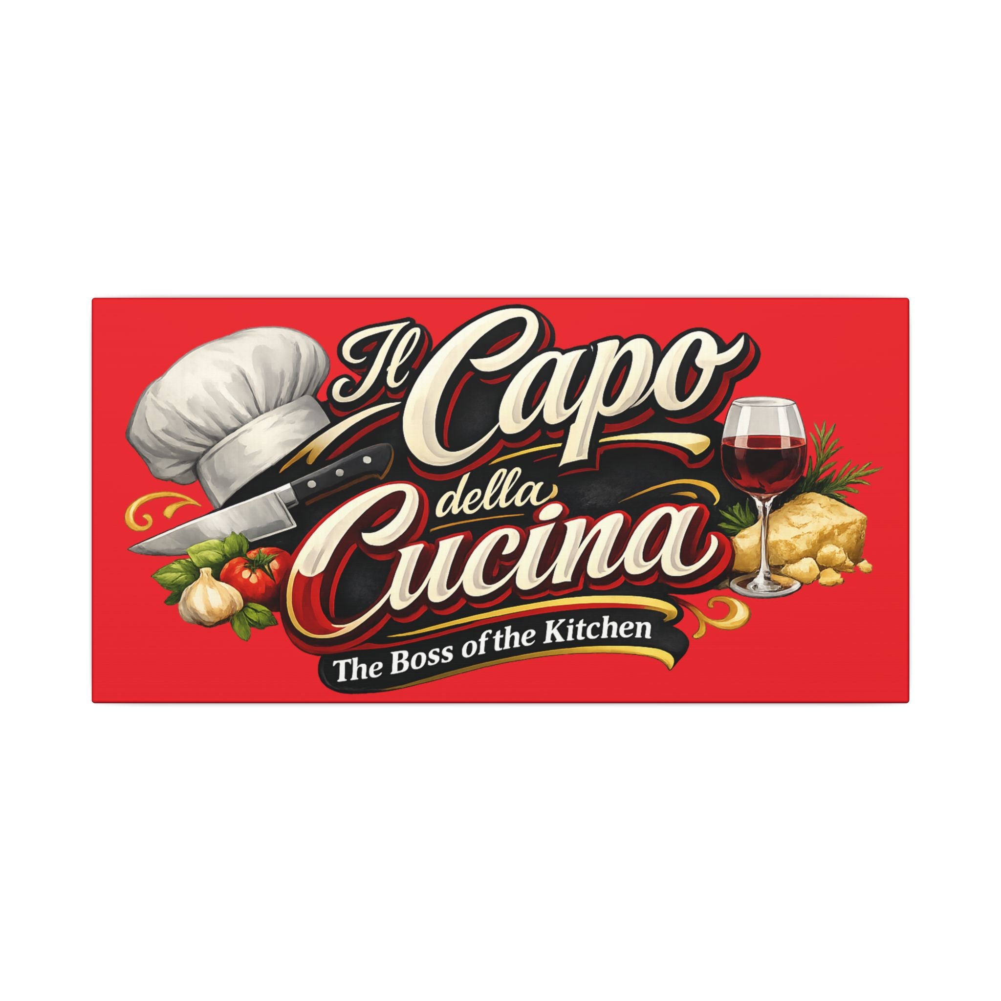 Italian Kitchen Wall Art Il Capo della Cucina Canvas Sign "The Boss of the Kitchen" Italian Chef Decor Gift for Chef 20 x 10