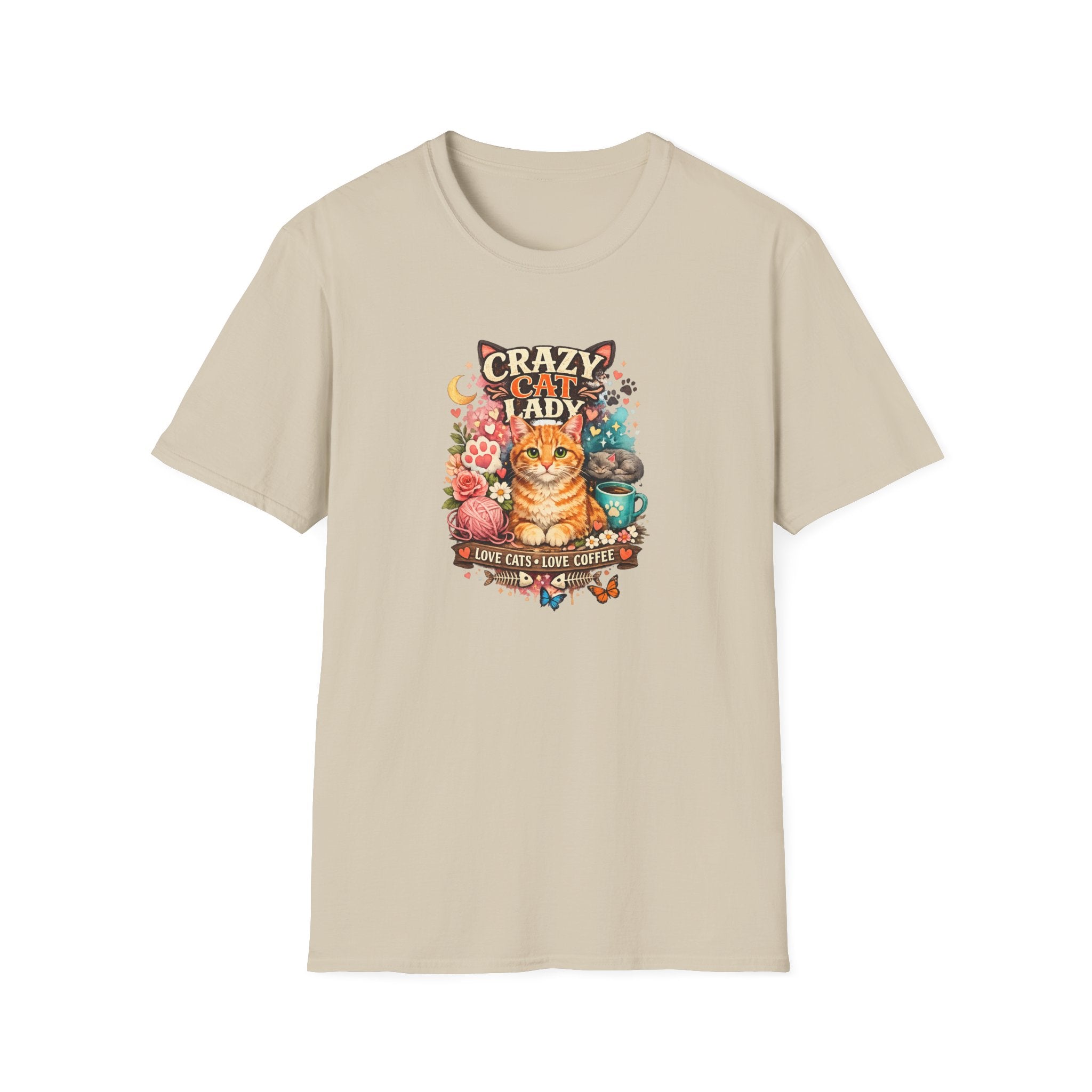Crazy Cat Lady T-Shirt Love Cats Love Coffee Tee Cute Cat Mom Shirt Funny Cat Lover Top Gift for Cat Owners 8 colors 100% cotton
