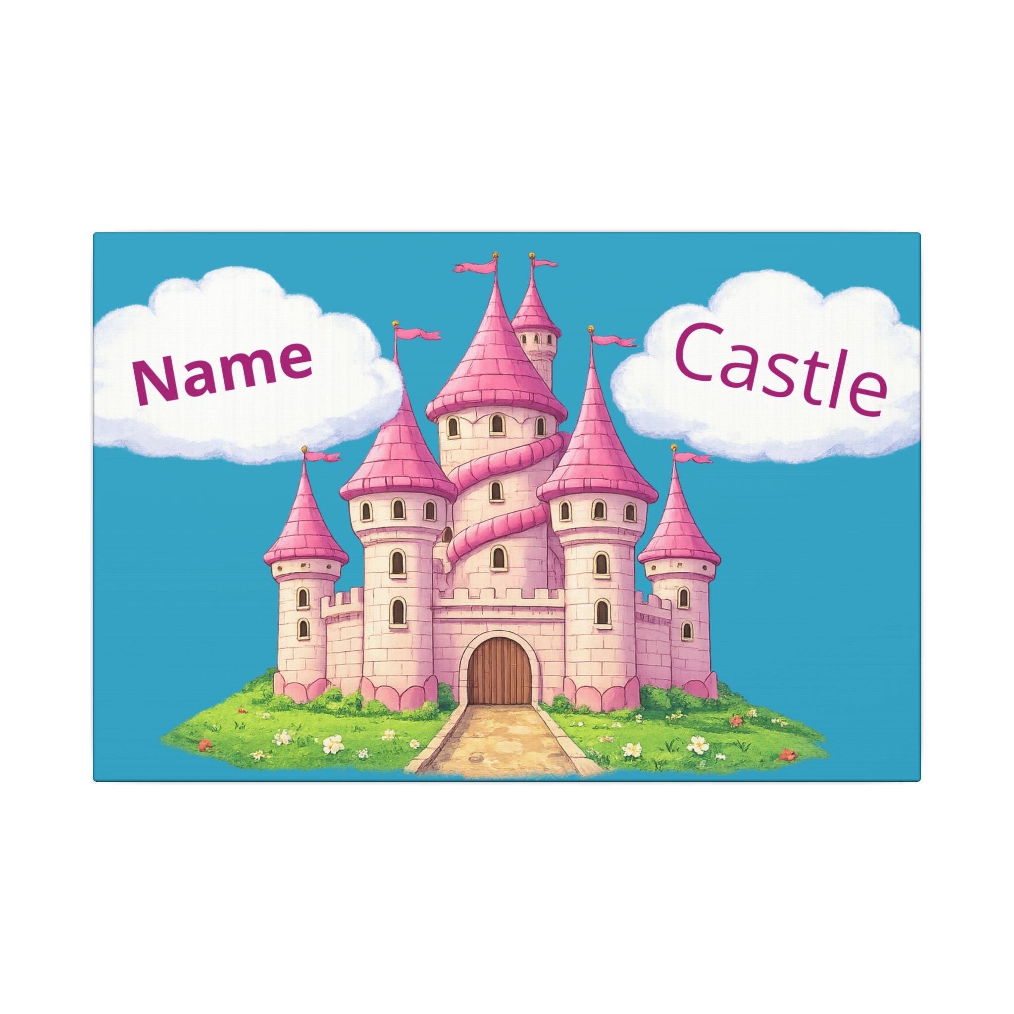 Personalized Princess Castle Canvas Custom Girls Name Wall Art Pink Fairytale Castle Decor Kids Princess Room Art Girl Nursery Gift
