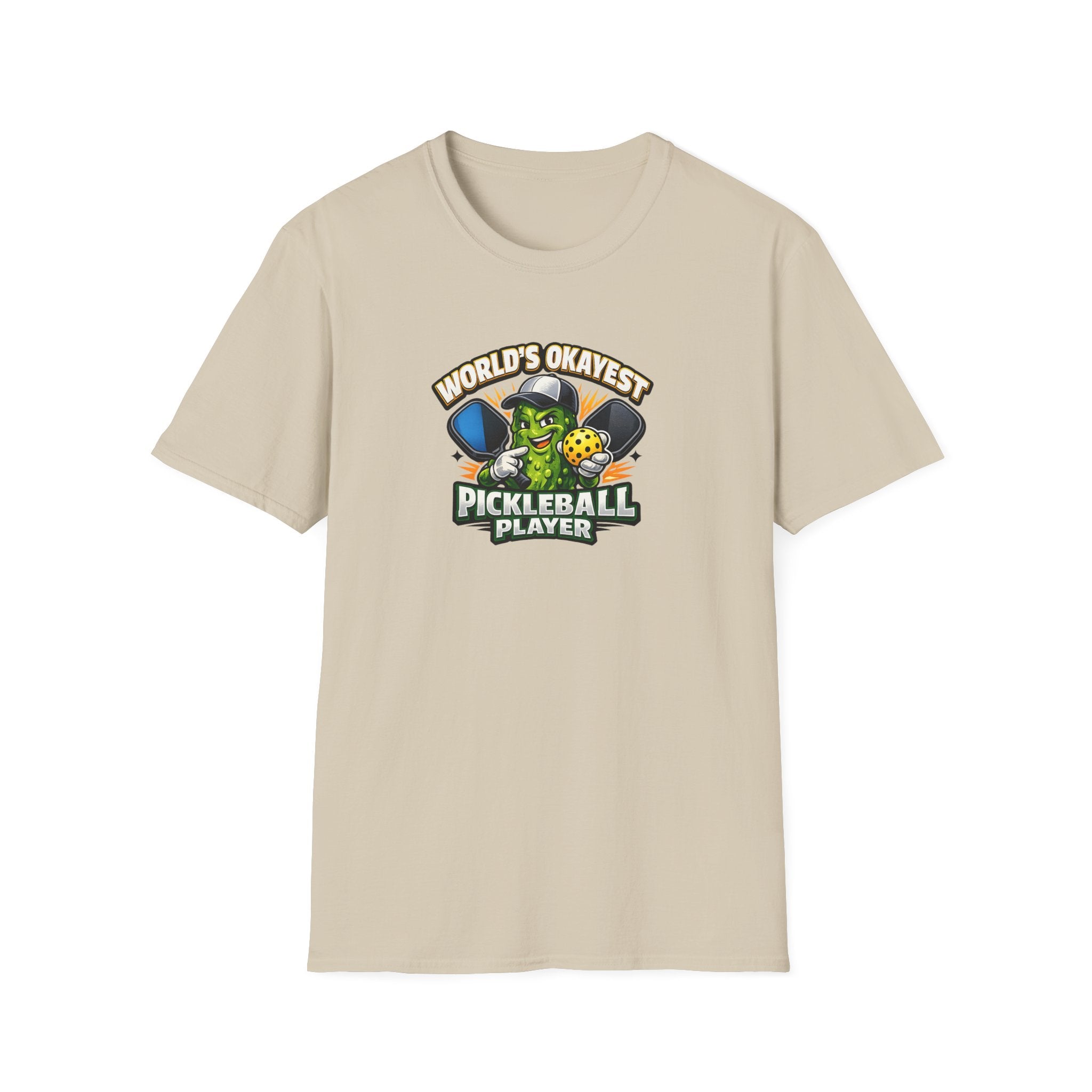 Sats and Stripes World’s Okayest Pickleball Player T-Shirt Sand