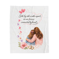 Mother Daughter Blanket Side by Side or Miles Apart - Forever Connected by Heart Mothers Day Gift 50" x 60"