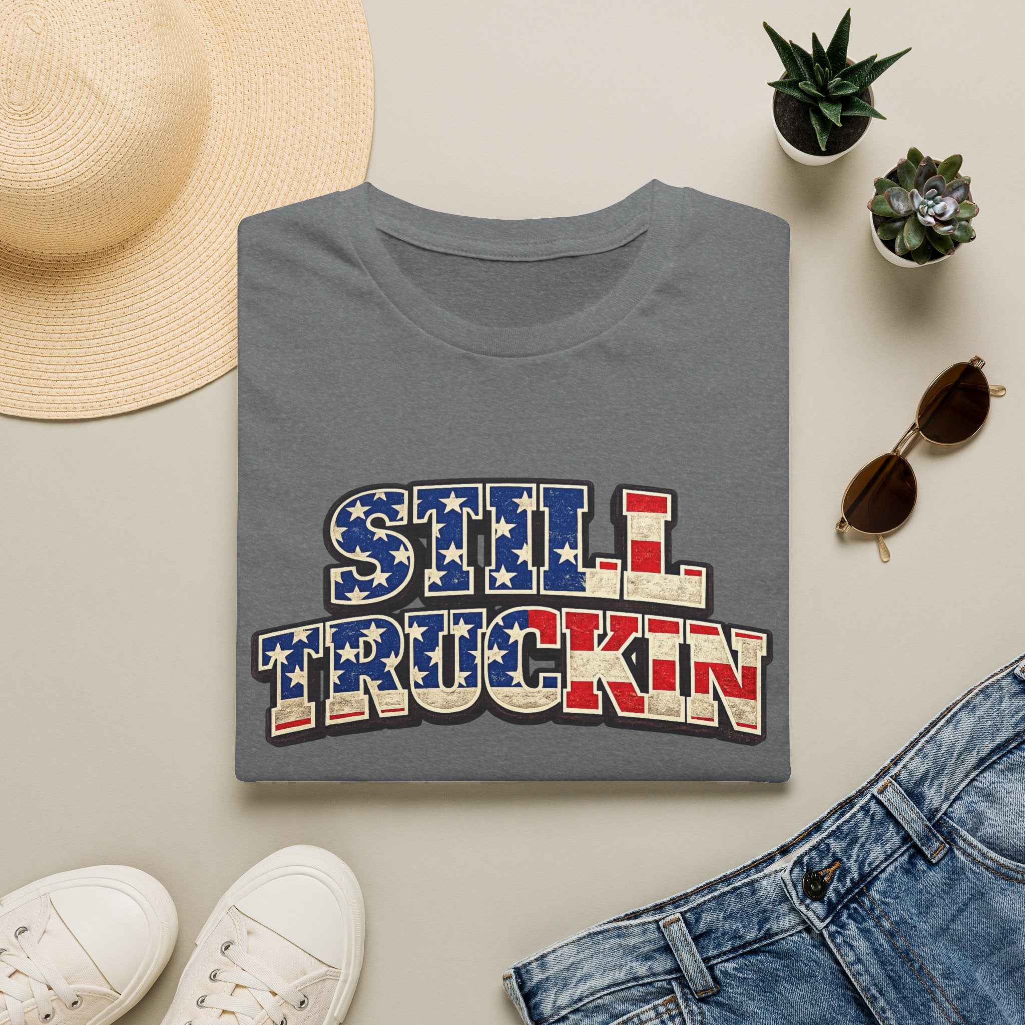 Still Truckin T-Shirt Patriotic Trucker Shirt American Flag Truck Tee Truck Driver Gift 6 colors 100% cotton