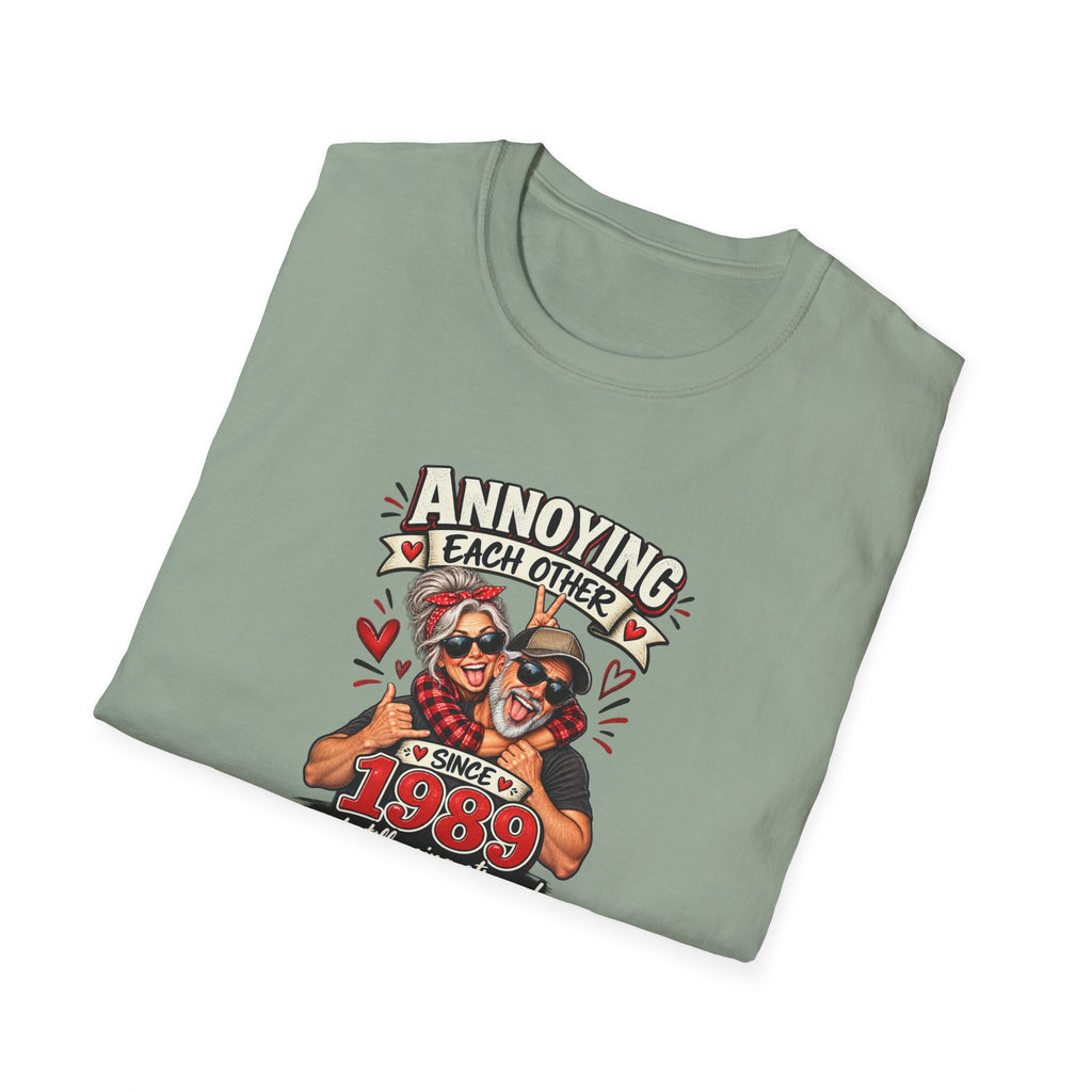 Personalized Annoying Each Other Since [Year] T-Shirt – Funny Couples Anniversary Gift – Custom Year Husband & Wife Tee Sage Folded