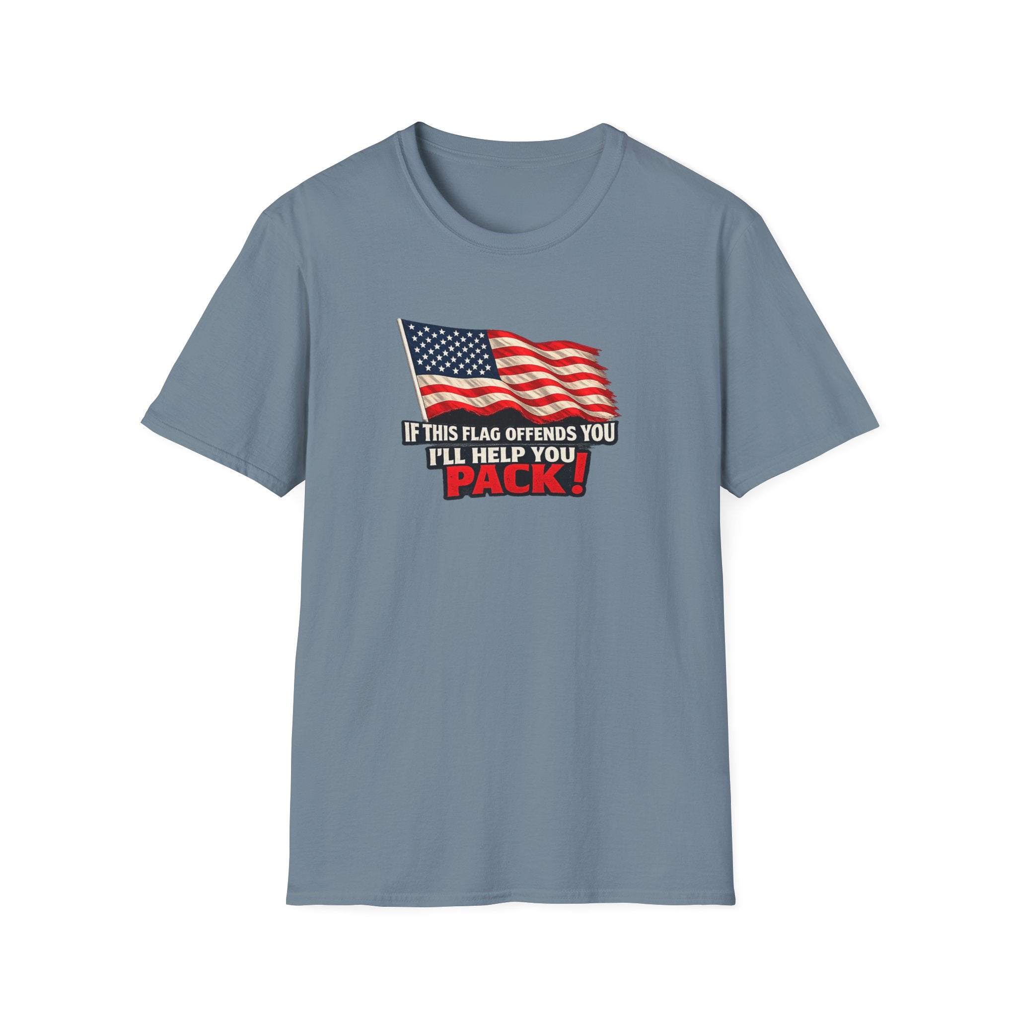 Wenn diese Flagge Sie beleidigt, helfe ich Ihnen beim Packen Tee Patriotisches American Flag Shirt Geschenk für Patrioten 7 Farben 100% Baumwolle