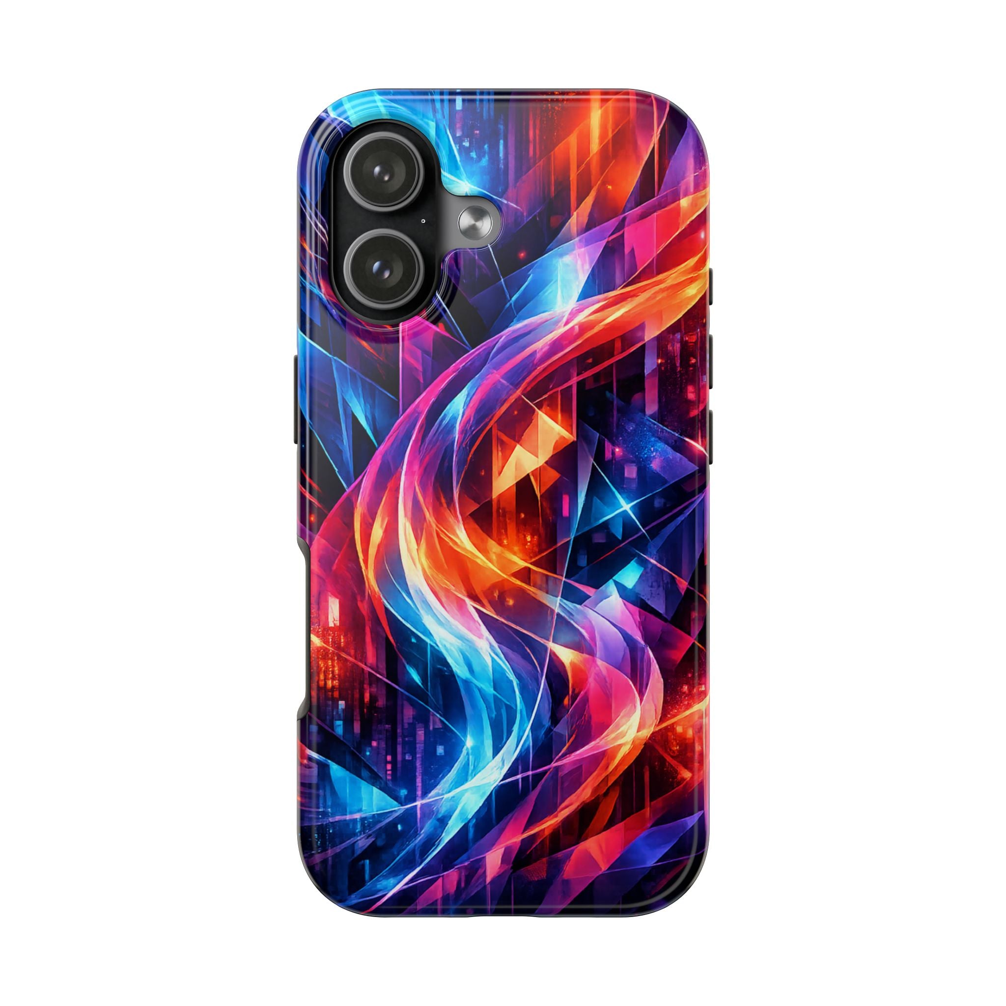 Neon Abstract Tough Phone Case Protective Case Impact Resistant Geometric Phone Cover Impact Resistant Case iPhone & Samsung