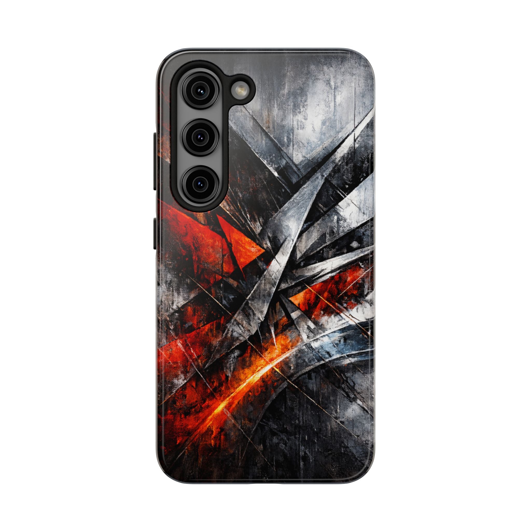 Abstrakte Rot-Schwarze Handyhülle Geometrisches Armor-Design Stoßfeste Hülle iPhone & Samsung
