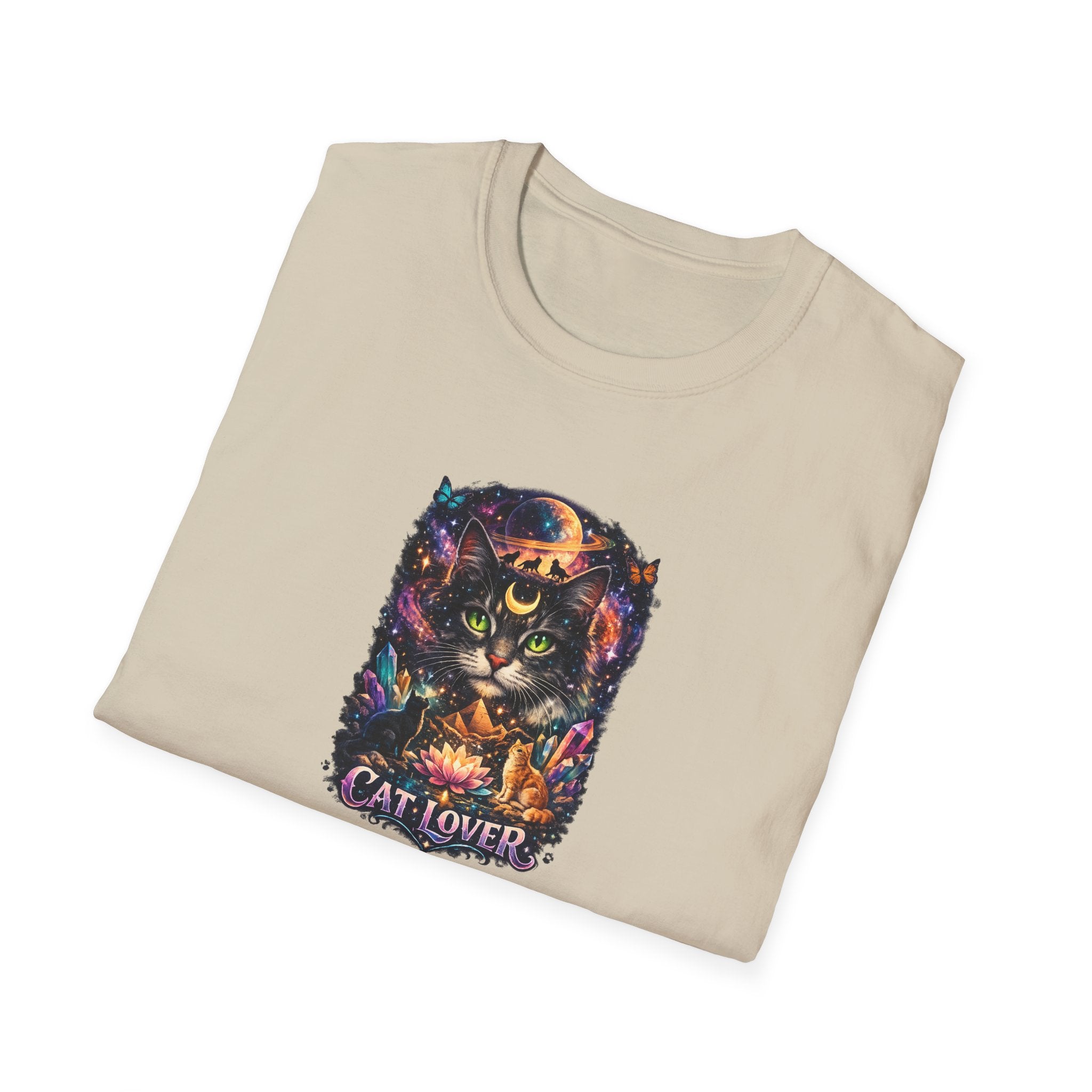 Mystical Cat Lover T-Shirt for Women Cat Mom Shirt Gift for Cat Lovers Boho Fantasy Art Top 7 colors 100% cotton