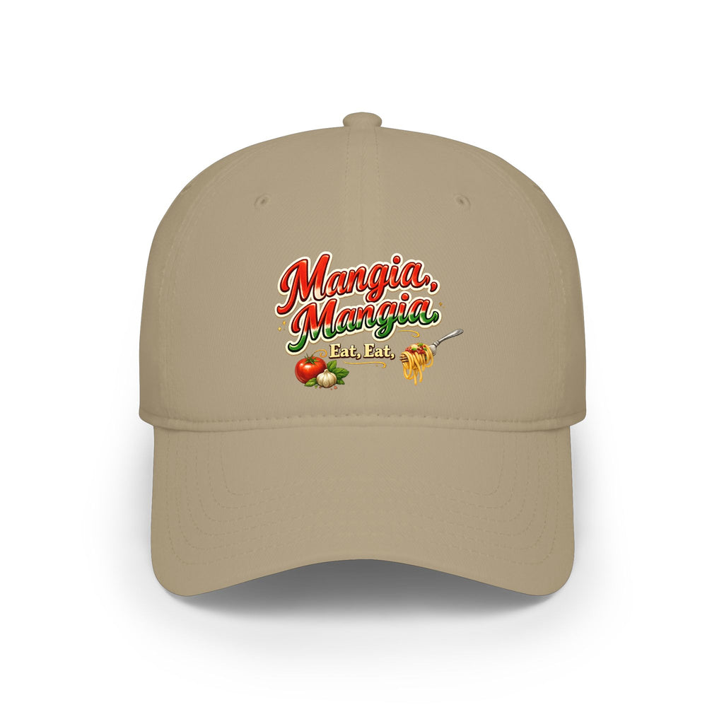 Mangia Mangia, Eat Eat Hat Italian Food Baseball Cap Funny Italian Gift Pasta Lover Foodie Hat 7 colors 100% cotton