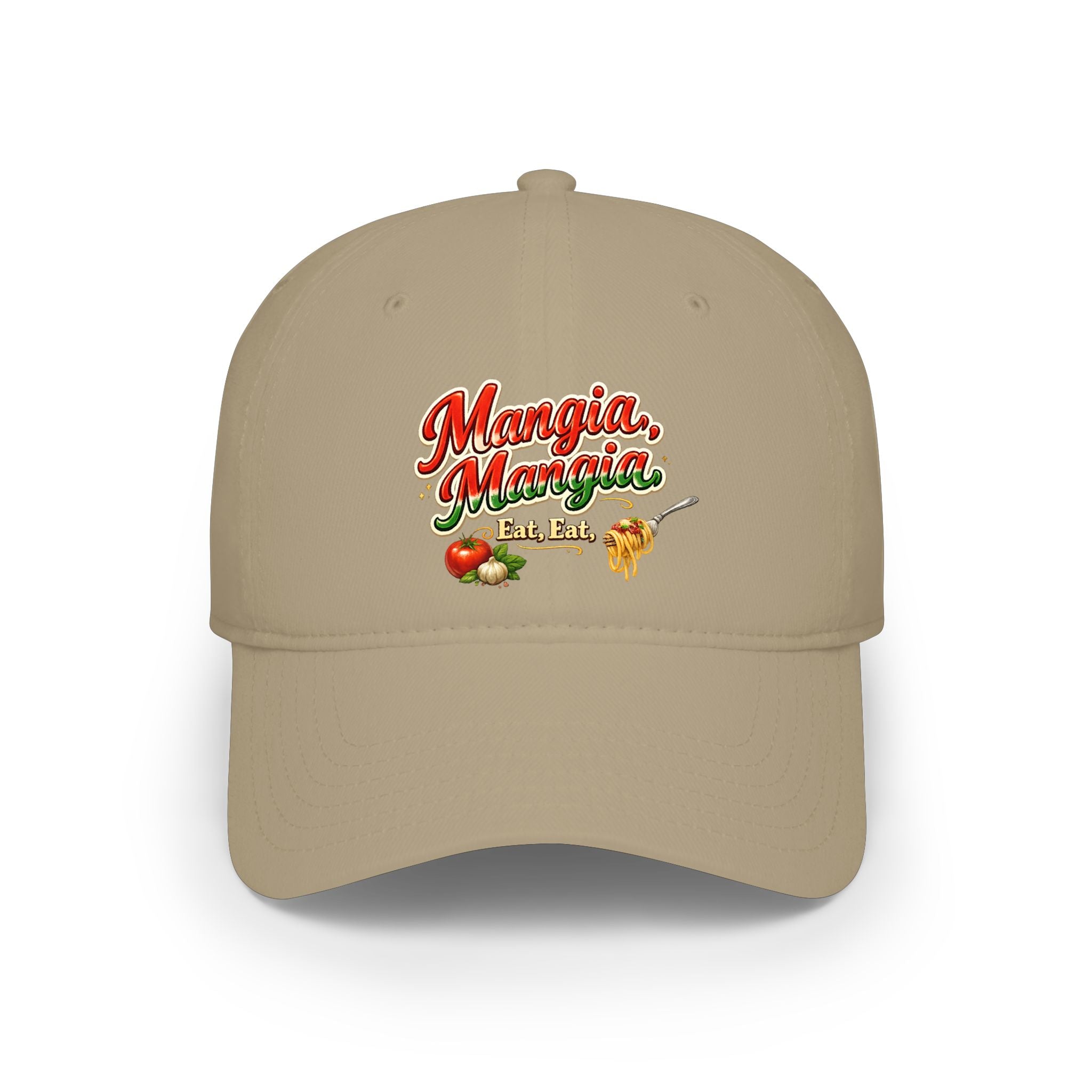 Mangia Mangia, Eat Eat Hat Italian Food Baseball Cap Funny Italian Gift Pasta Lover Foodie Hat 7 colors 100% cotton