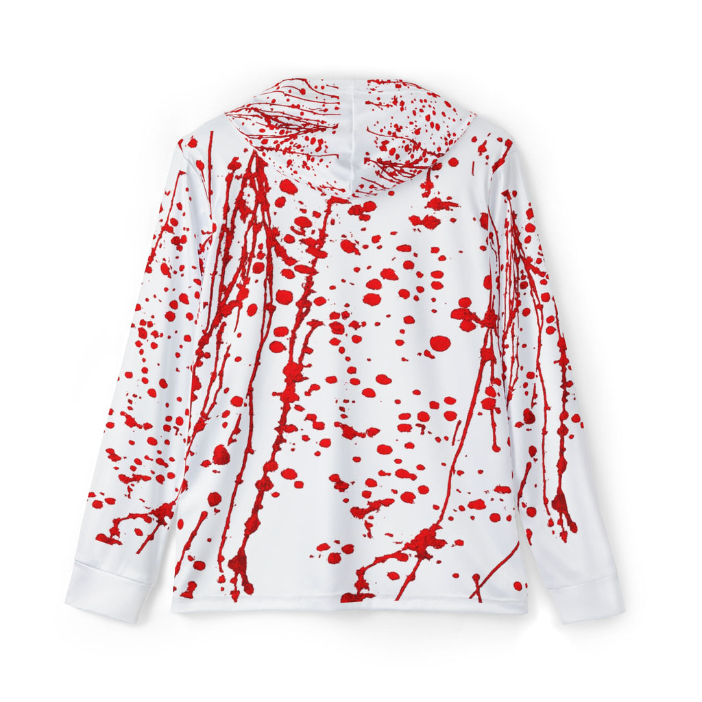 Sats and Stripes Red Paint Splatter UPF 50+ Performance Men's Sport Hoodie Back View