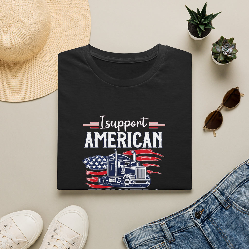 I Support American Truckers Shirt Trucker Wife Support Tee Patriotic Truck Apparel Proud Trucker Family Gift 5 colors 100% cotton
