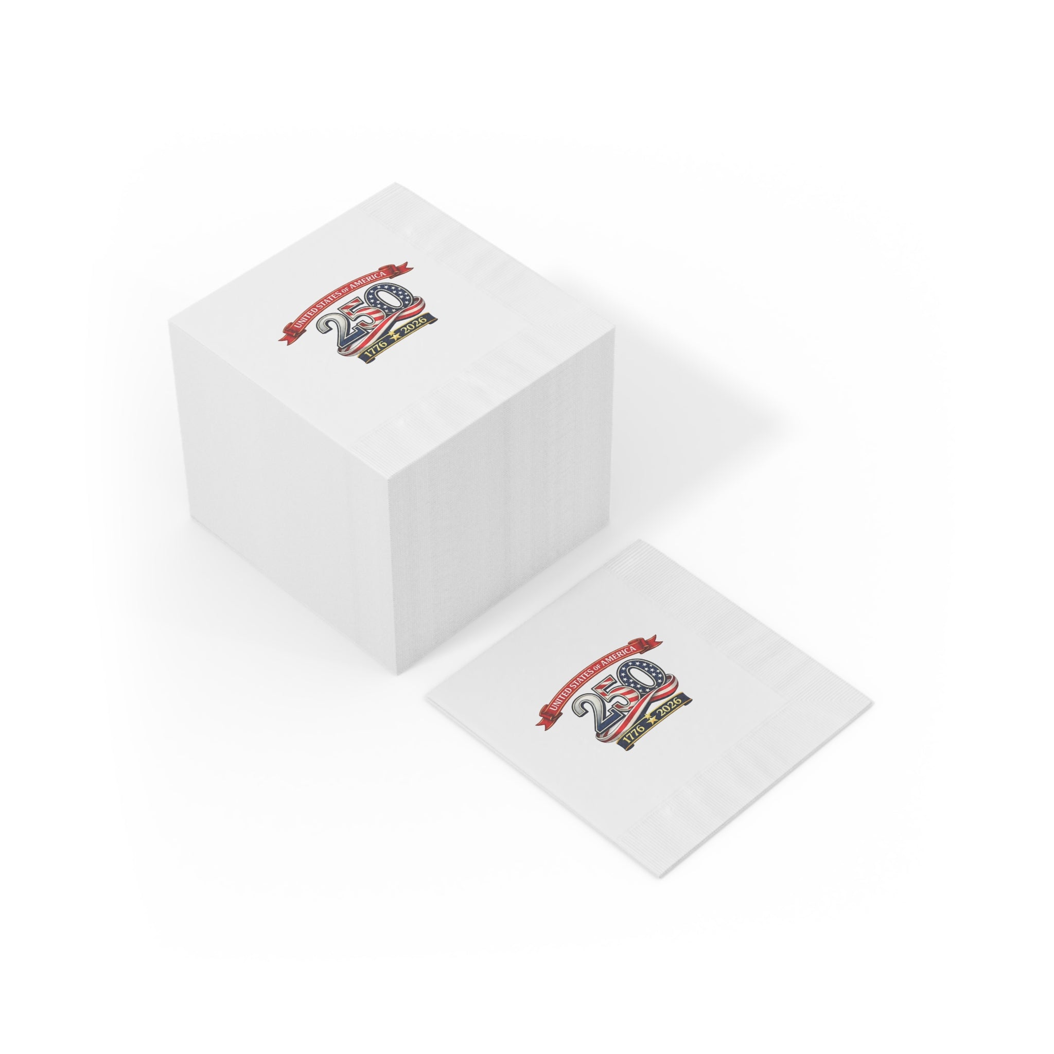 USA 250th Anniversary Napkins 1776-2026 Patriotic Party Decor American 250 Celebration Disposable Napkins (50 or 100 Count) 2 sizes