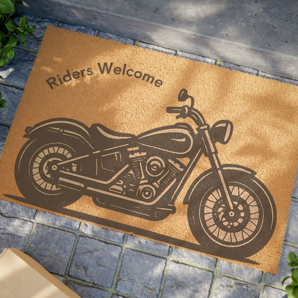 Riders Welcome Motorcycle Doormat Harley Inspired Classic Biker Welcome Mat for Garage, Porch, or Man Cave