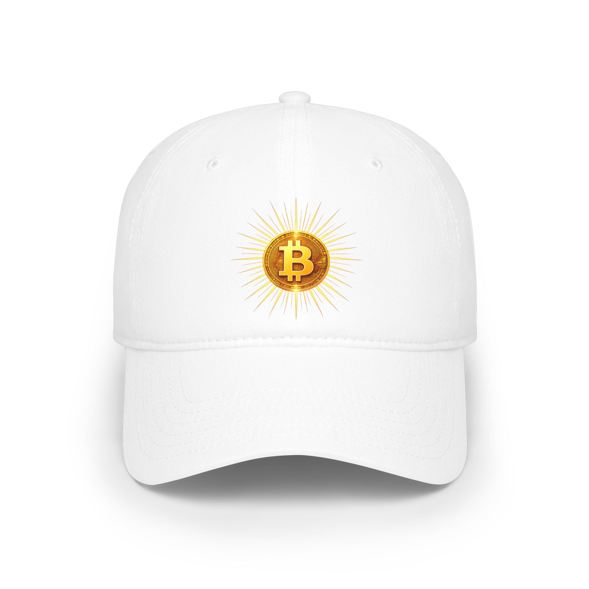 Sats and Stripes Bitcoin Sunburst Baseball Cap White