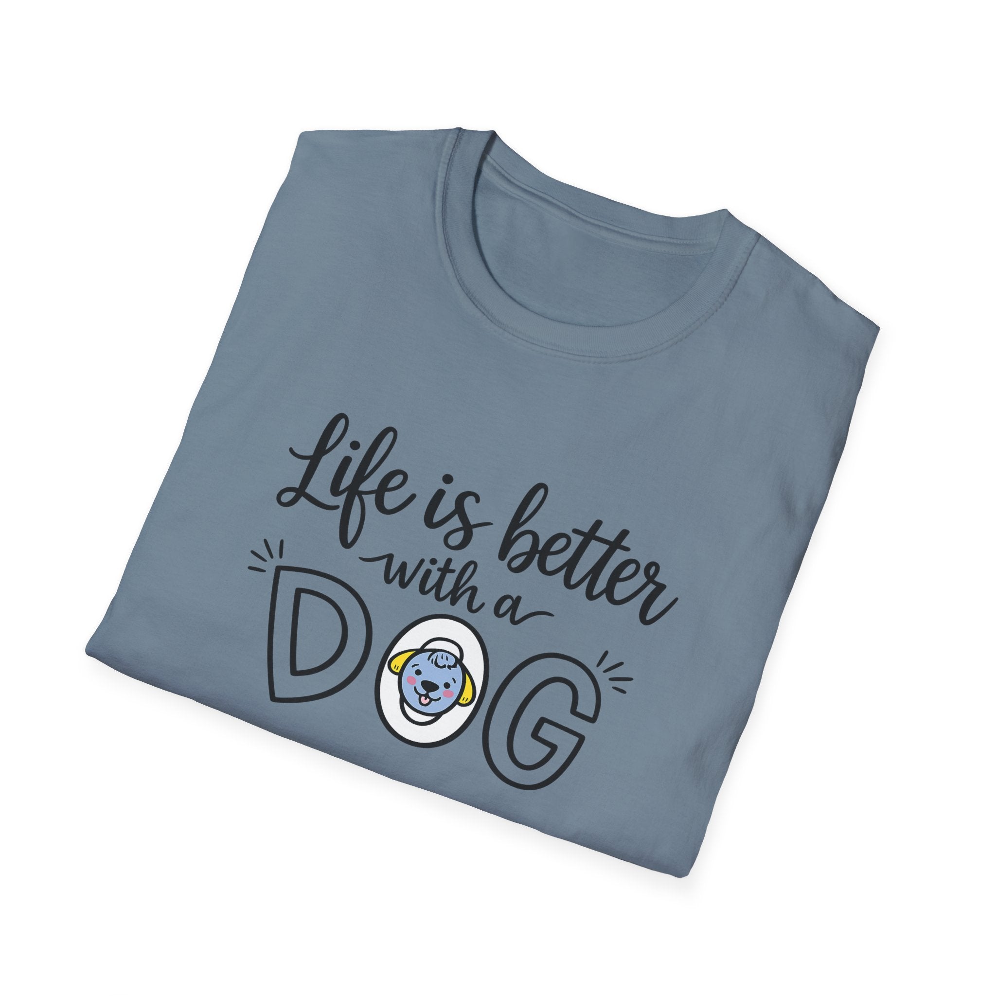 Life Is Better With a Dog Shirt Dog Lover TShirt Pet Owner Gift Cute Dog T-Shirt Dog Owner Gift 6 colors 100% cotton