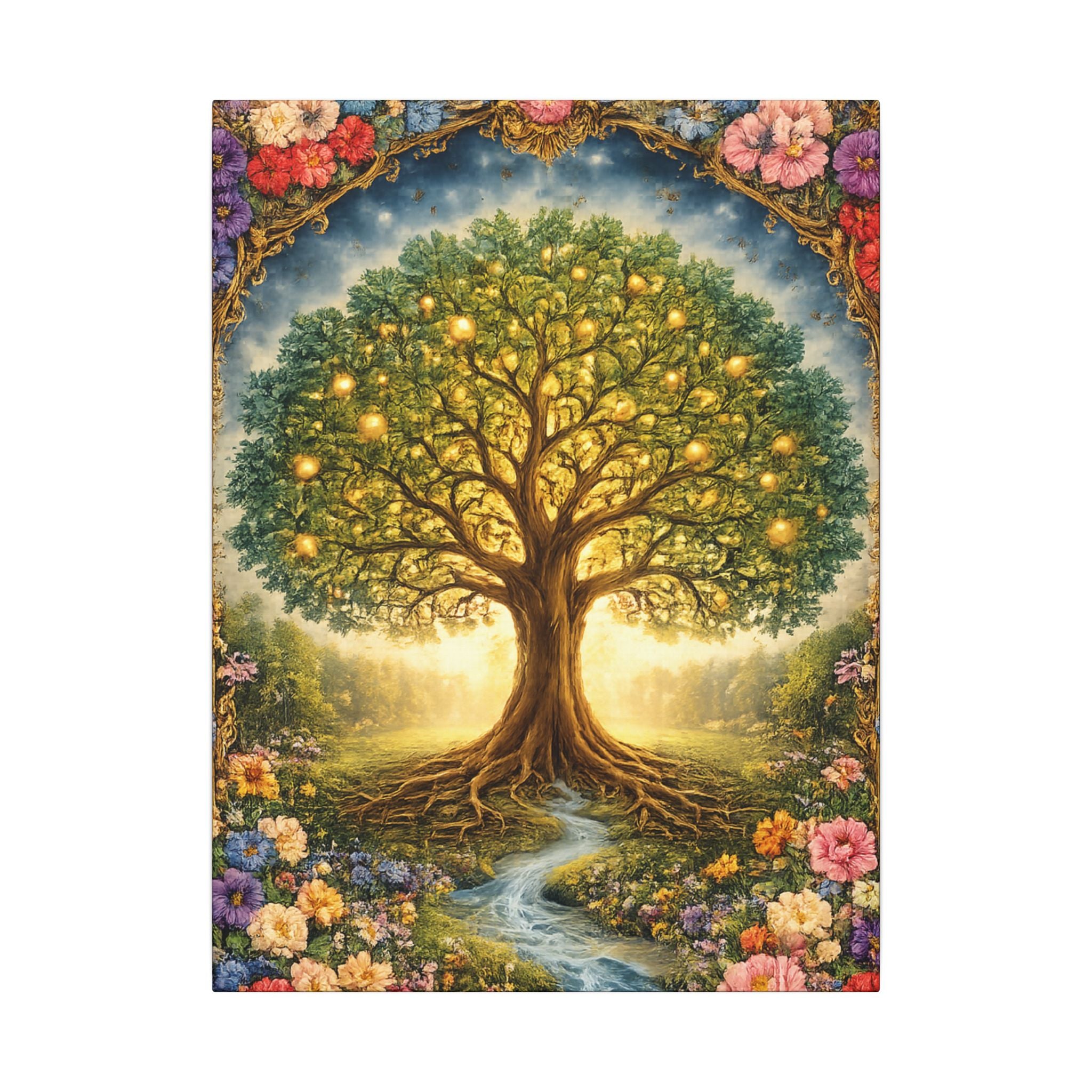 Tree of Life Canvas Wall Art Spiritual Nature Wall Decor Boho Botanical Wall Canvas Colorful Floral Tree of Life Print 18" x 24"