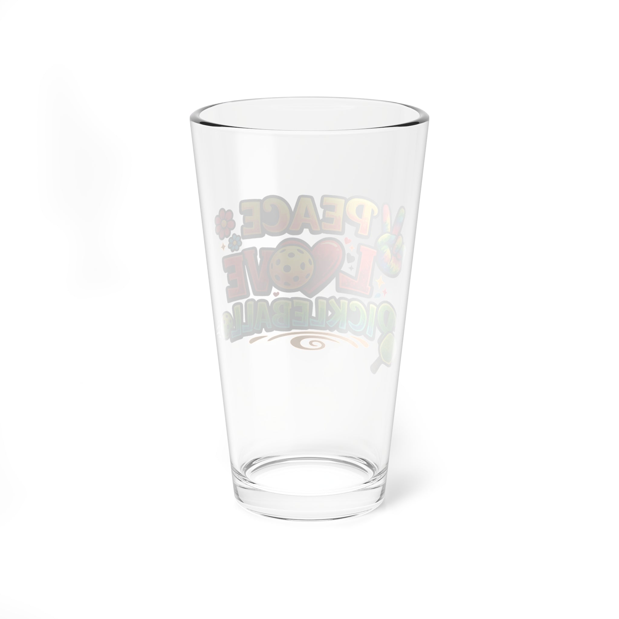 Peace Love Pickleball Pint Glass Fun Pickleball Gift Beer Glass for Pickleball Lovers 16 oz