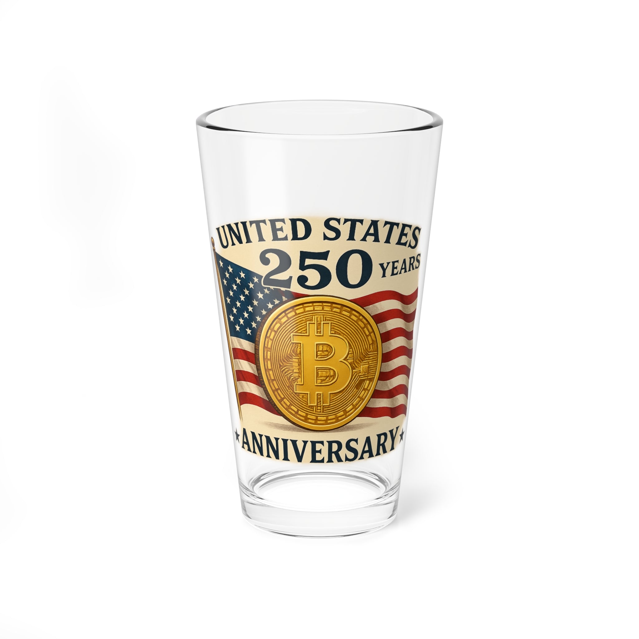 United States 250th Anniversary Pint Glass Patriotic Bitcoin USA Glass American Independence Commemorative Barware 16oz Pint Glass