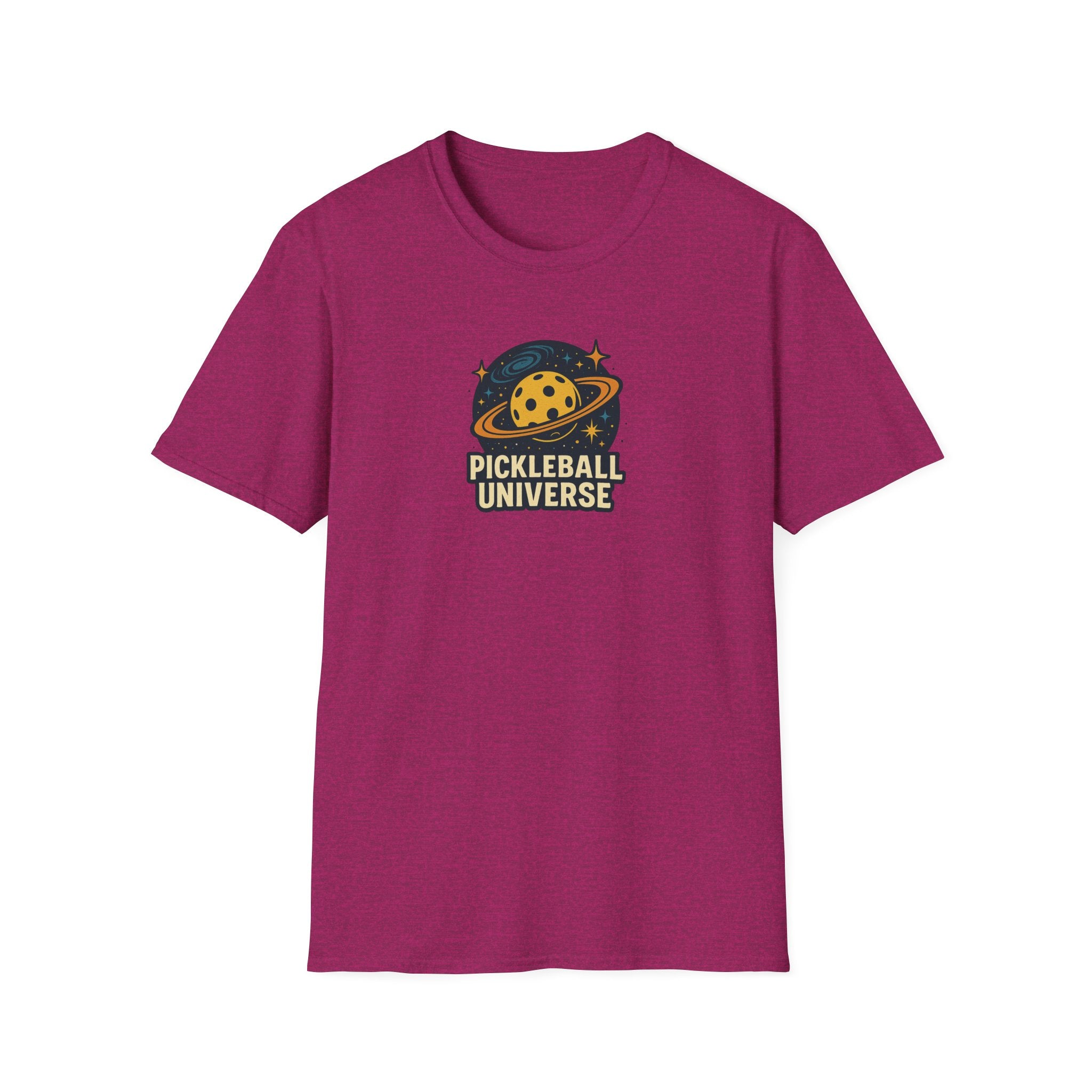 Sats and Stripes Pickleball Universe T-Shirt Fun Space Pickleball Graphic Tee Plum