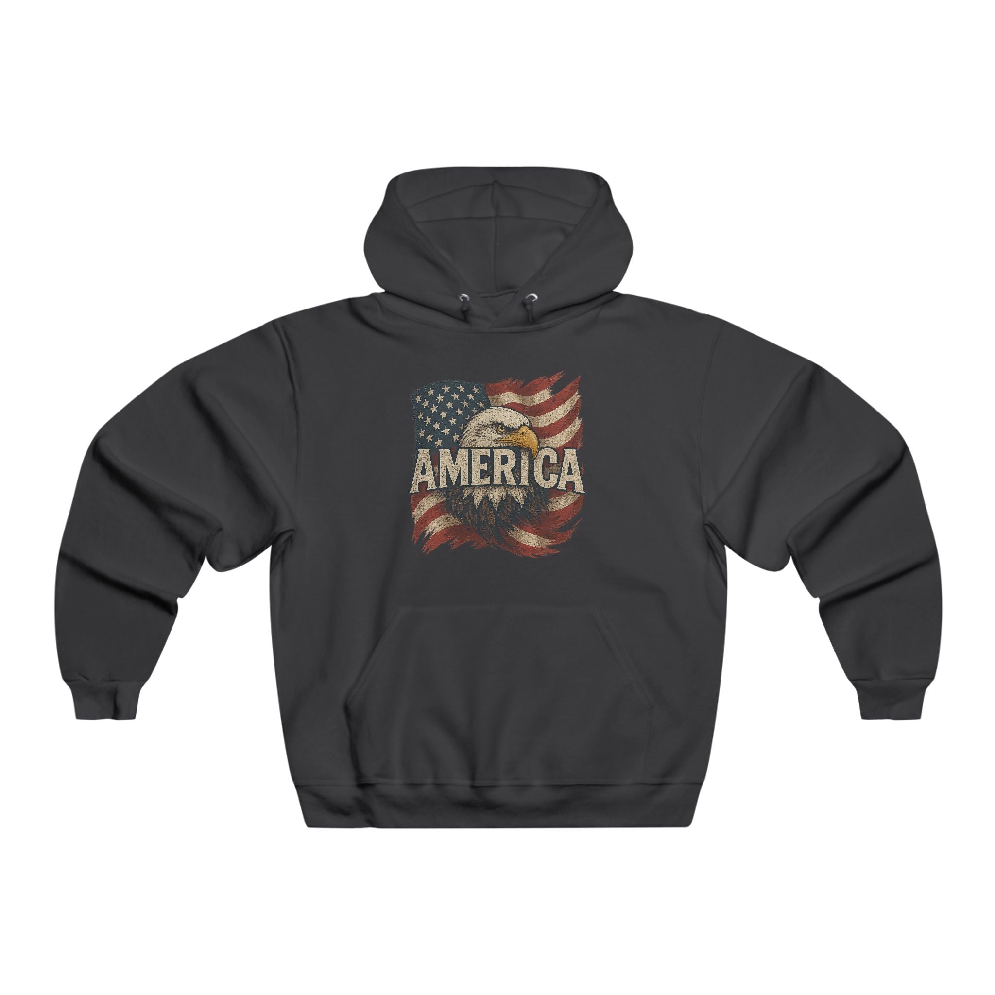 Men's America Hoodie Bald Eagle Vintage Flag Sweatshirt Patriotic USA Apparel 2 colors