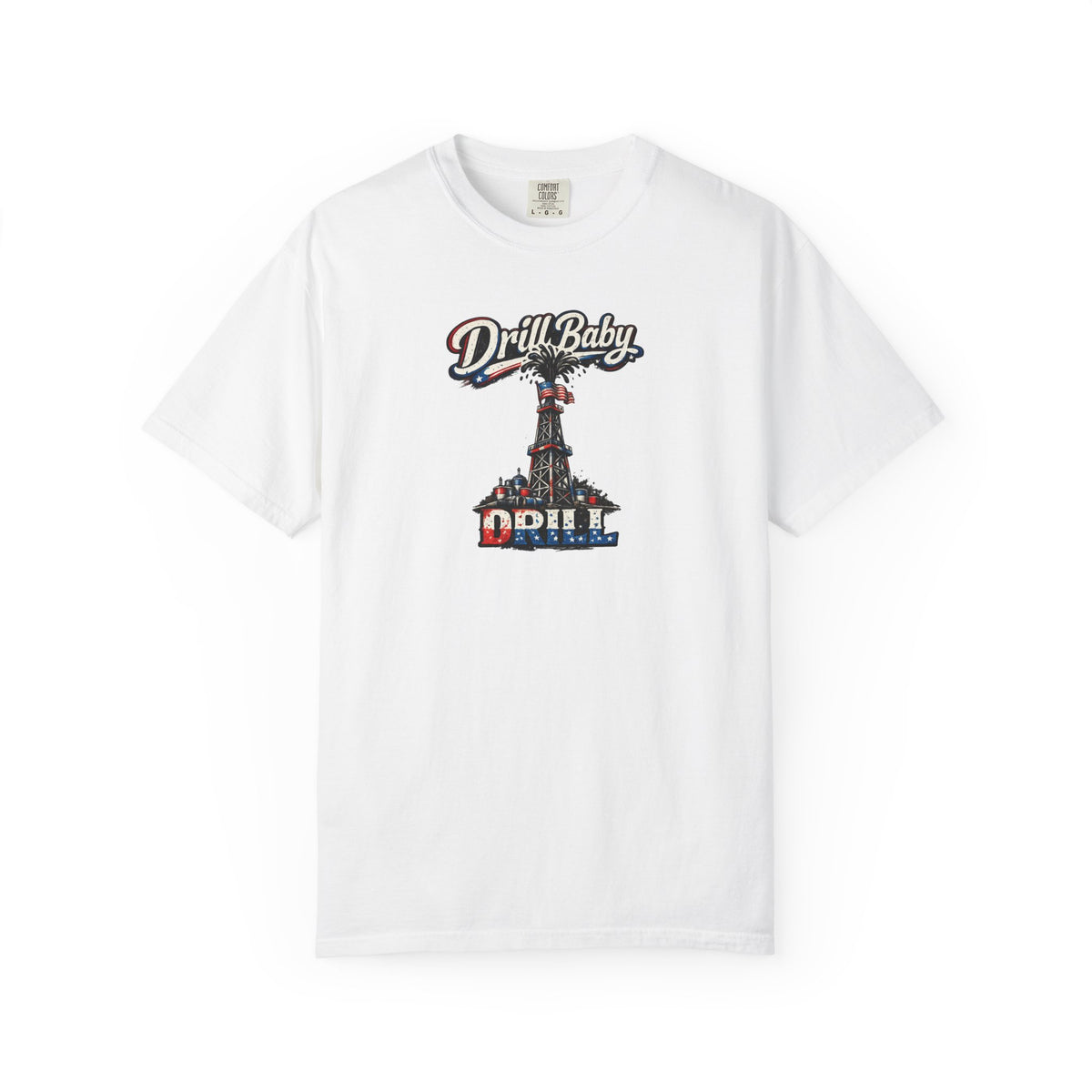 Sats and Stripes Drill Baby Drill Patriotic Oilfield T-Shirt MAGA Energy Independence Shirt Pro Oil & Gas USA Graphic Tee White
